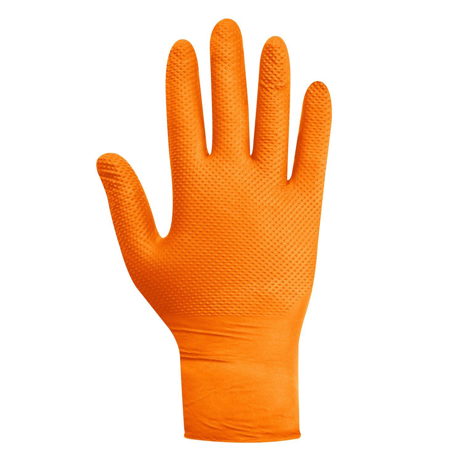 Guante nitrilo texturizado Naranjo 8gr Steelpro Raven 100uds-3
