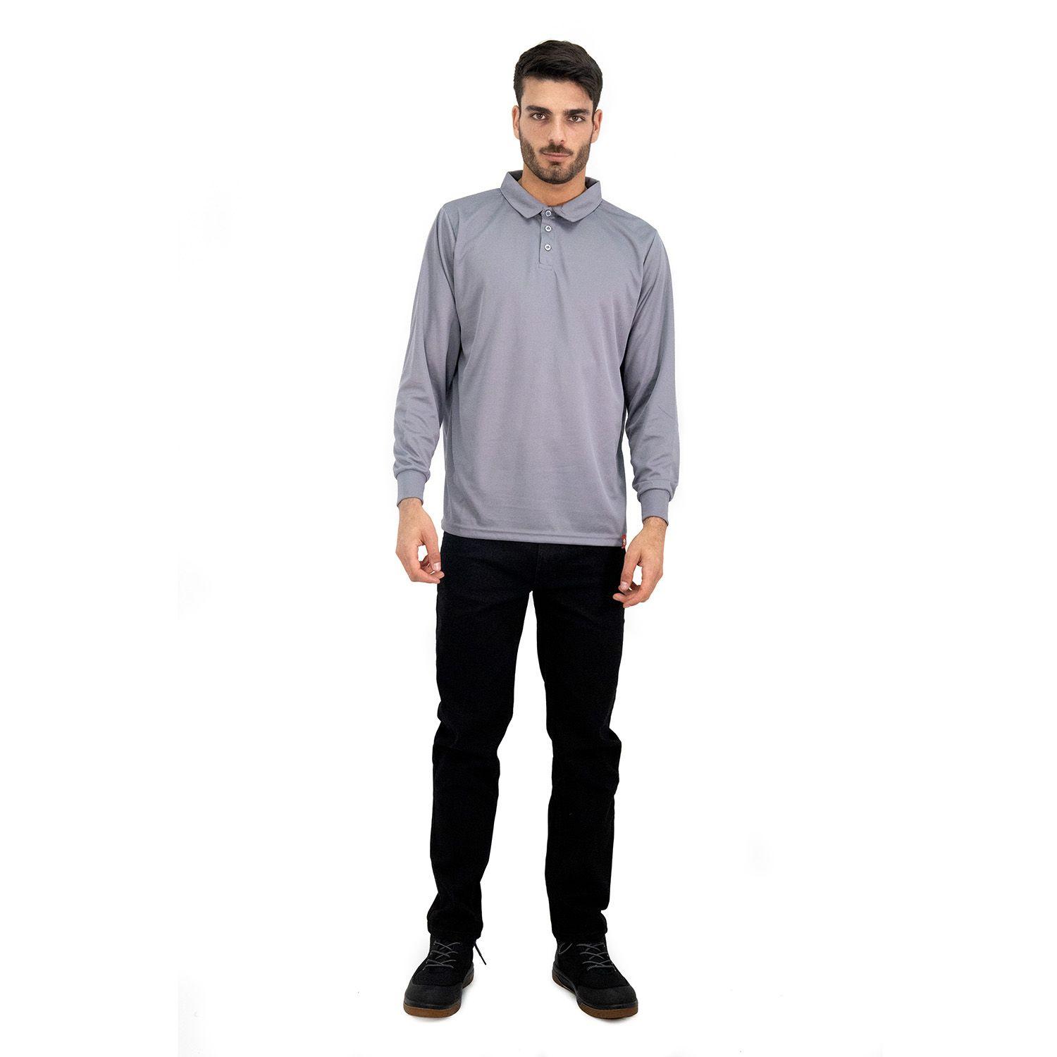Polera Cooldry Quebec Manga Larga Gris-4