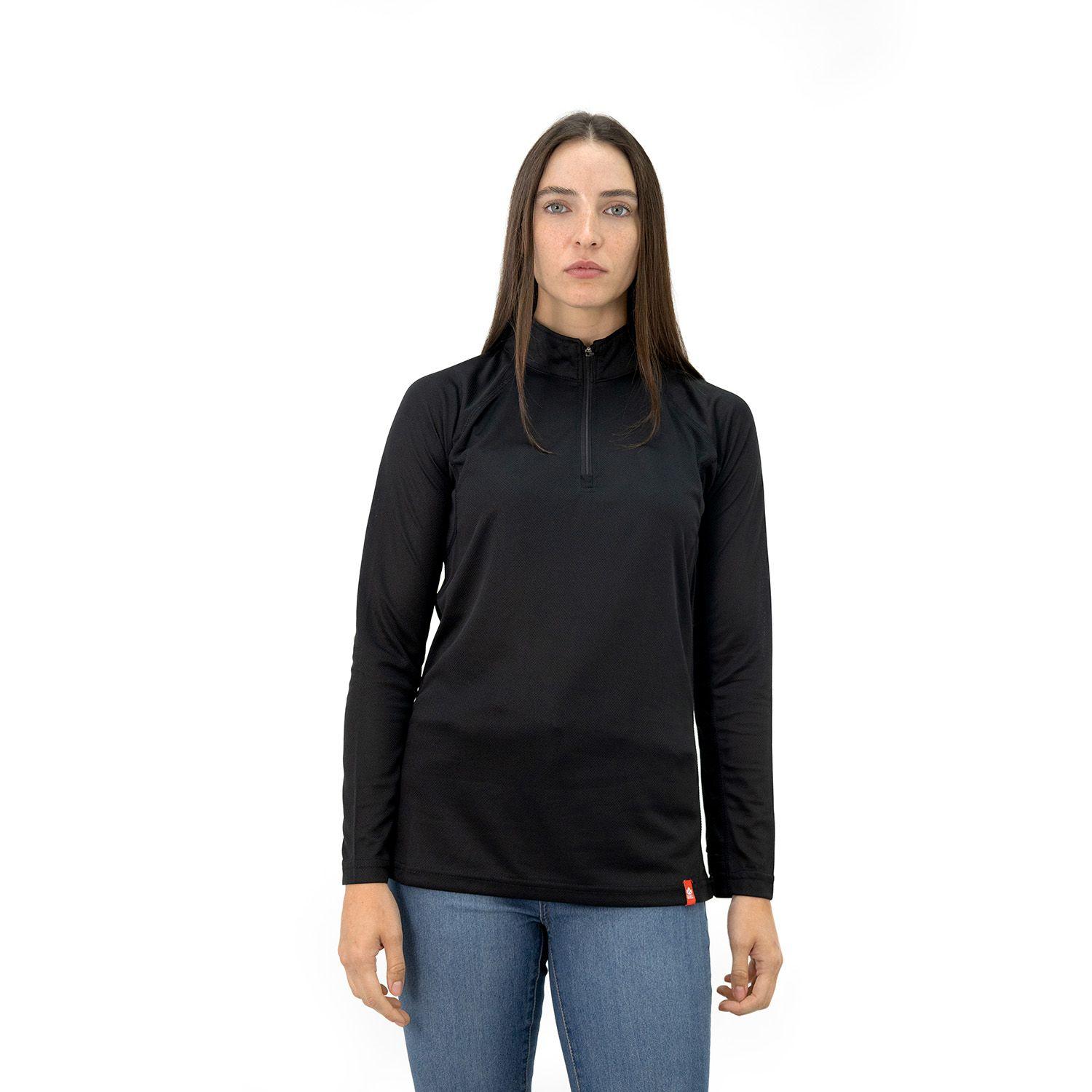 Polera Quebec Half-Zip Negro Mujer-0