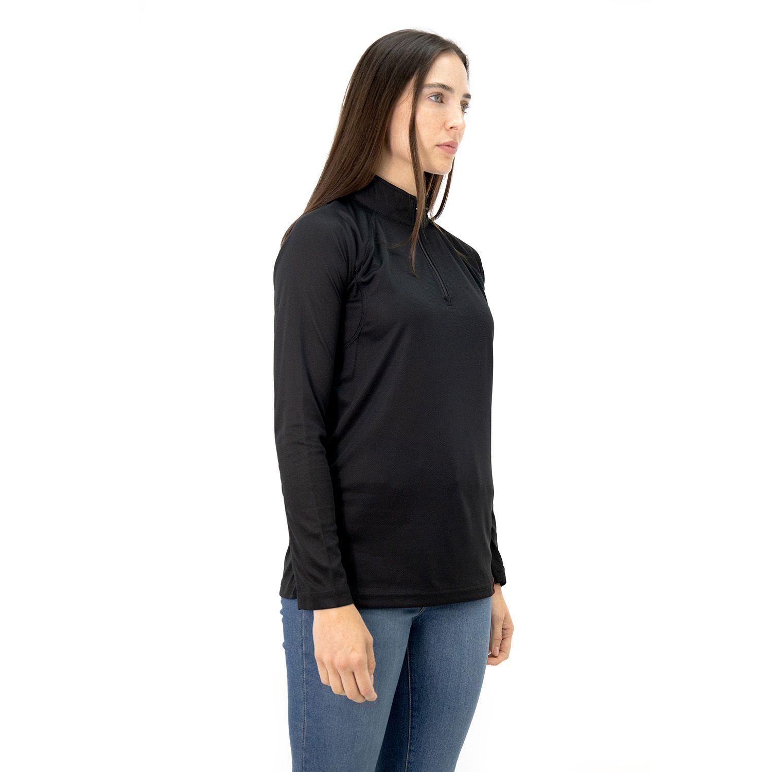 Polera Quebec Half-Zip Negro Mujer-1