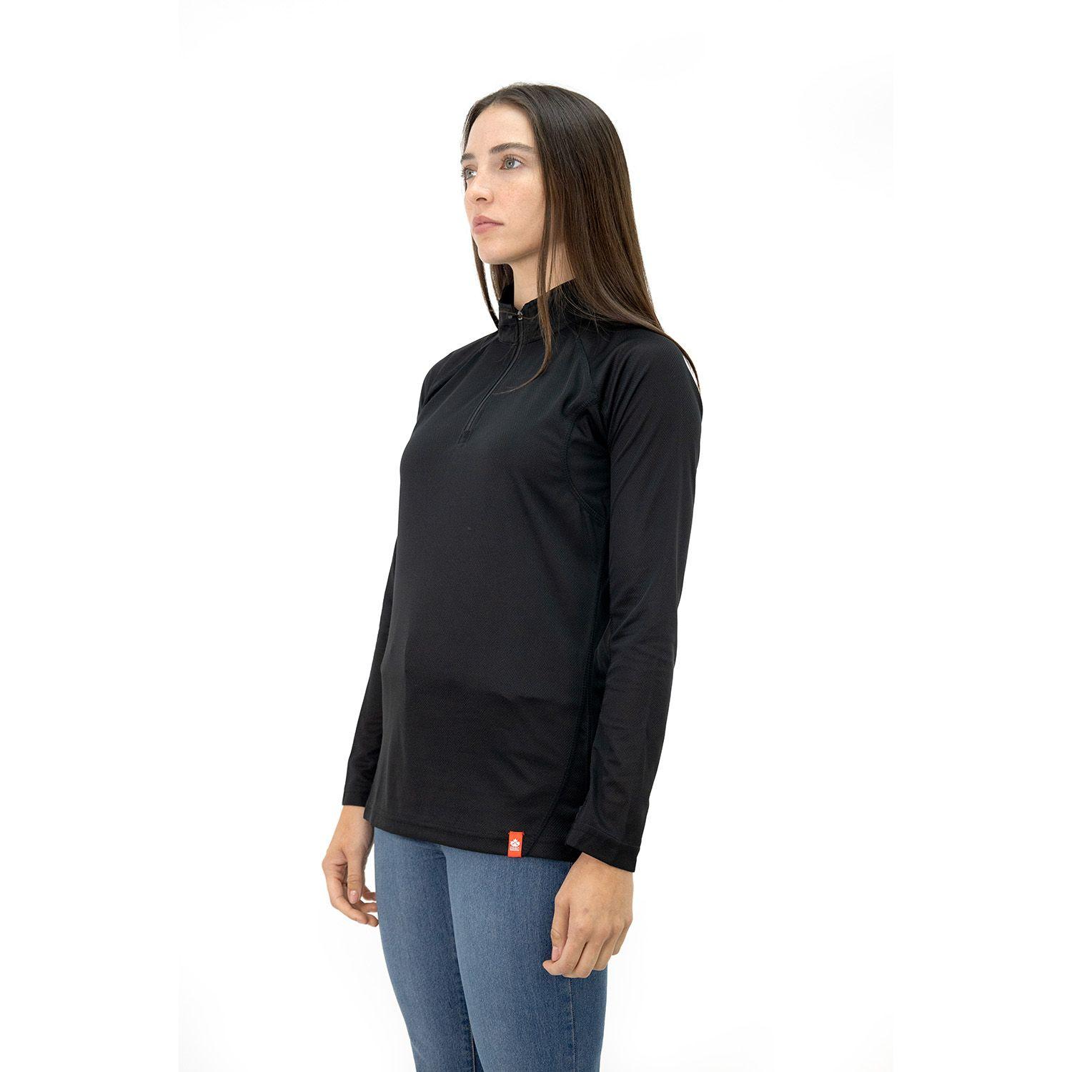 Polera Quebec Half-Zip Negro Mujer-2