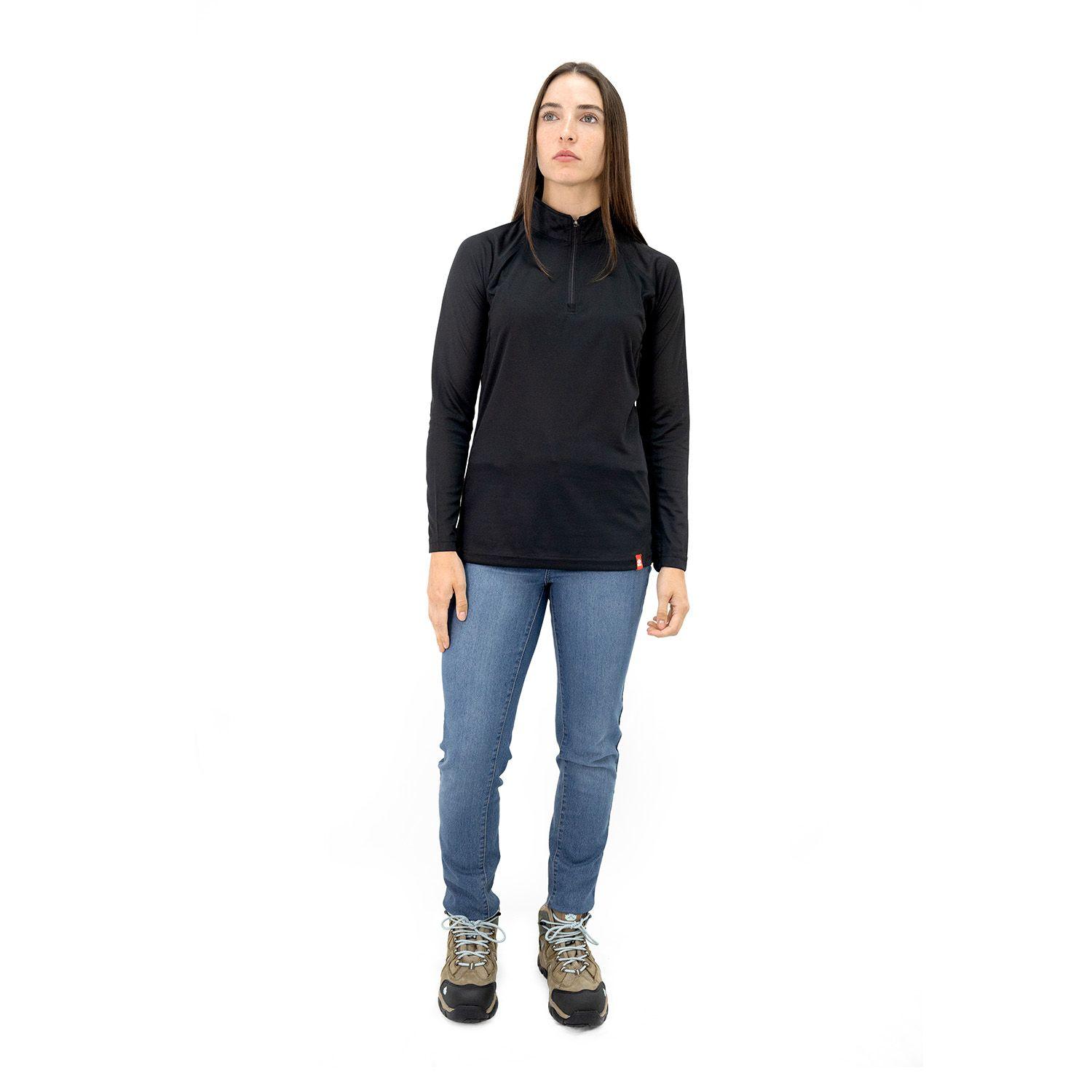 Polera Quebec Half-Zip Negro Mujer-4