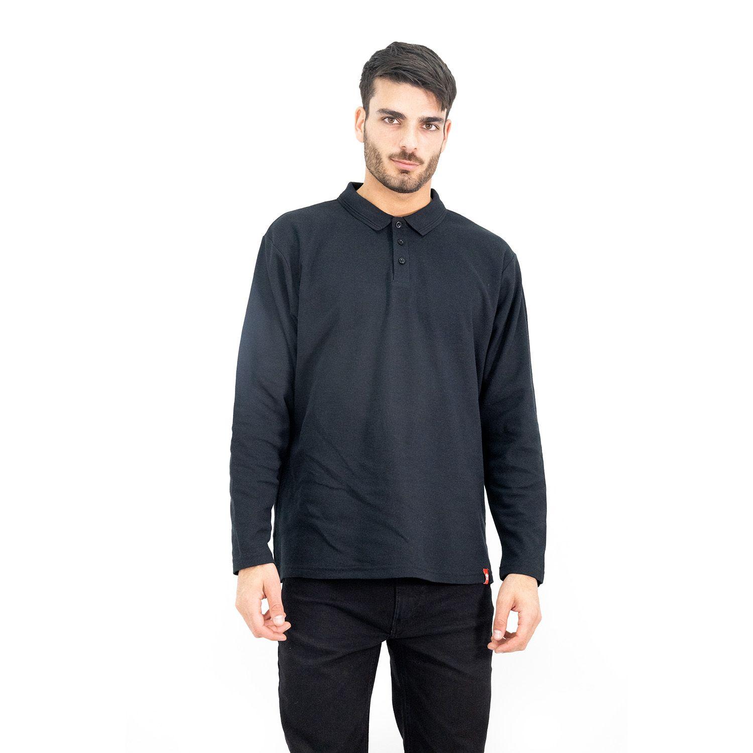 Polera Pique Quebec Manga larga Negro Hombre-0