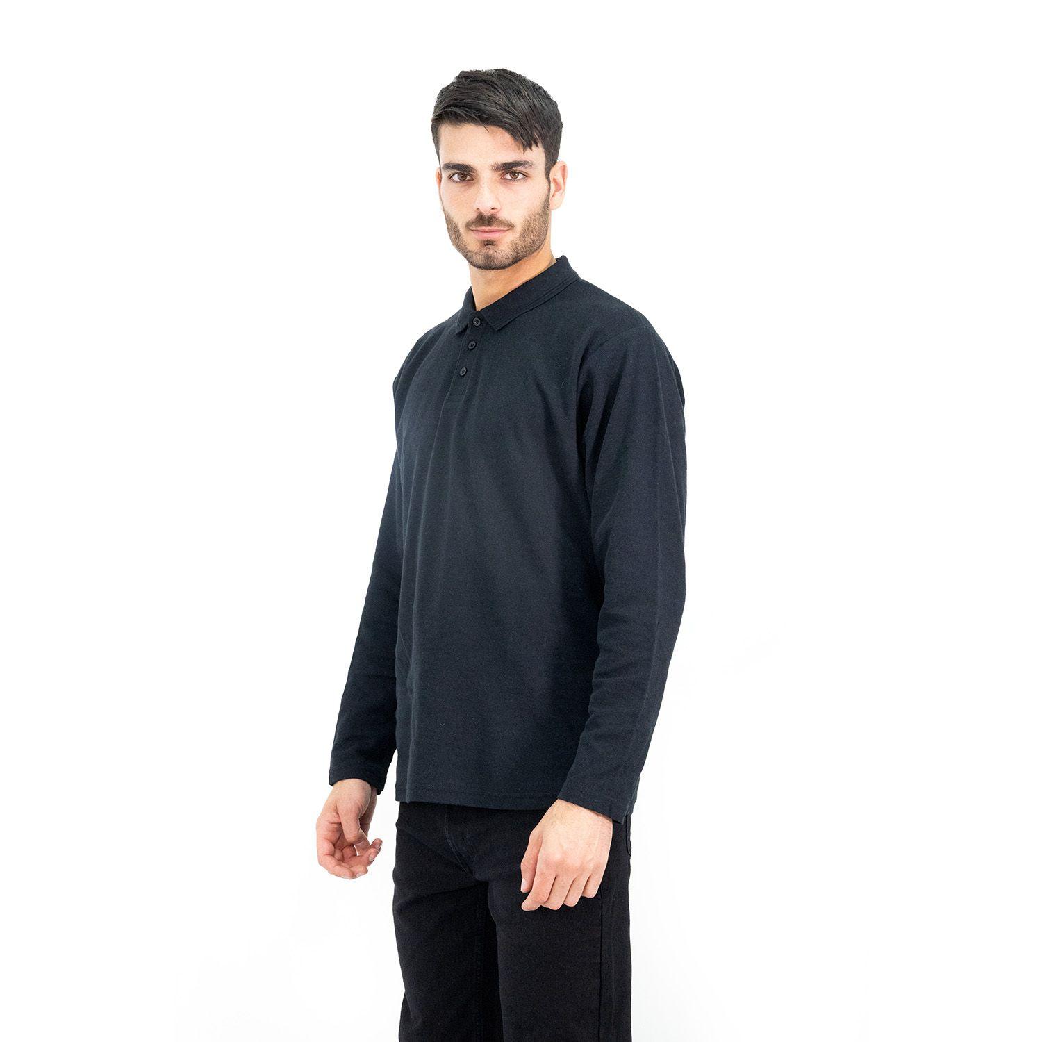 Polera Pique Quebec Manga larga Negro Hombre-2