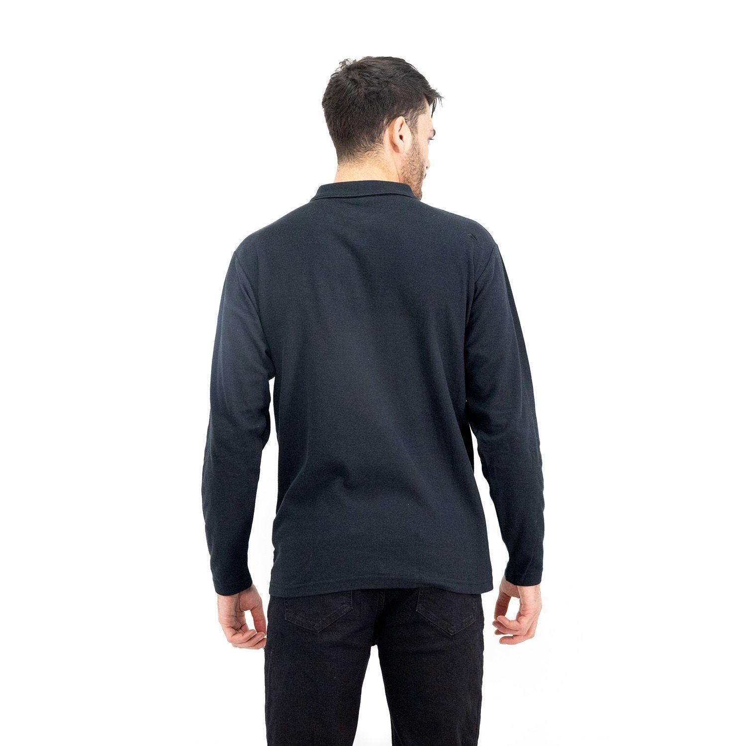 Polera Pique Quebec Manga larga Negro Hombre-3