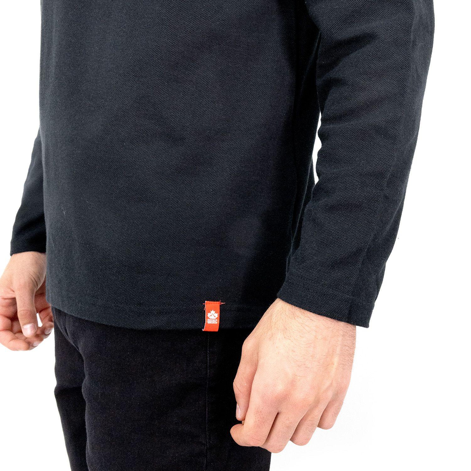 Polera Pique Quebec Manga larga Negro Hombre-5