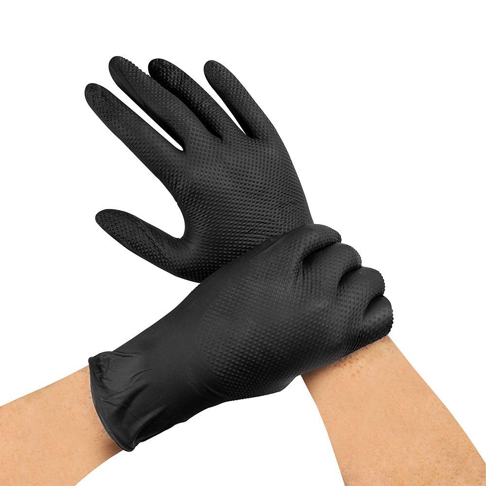 GUANTE RAVEN NITRILO TEXTURIZADO NEGRO 8 GR STEELPRO 50UND-3