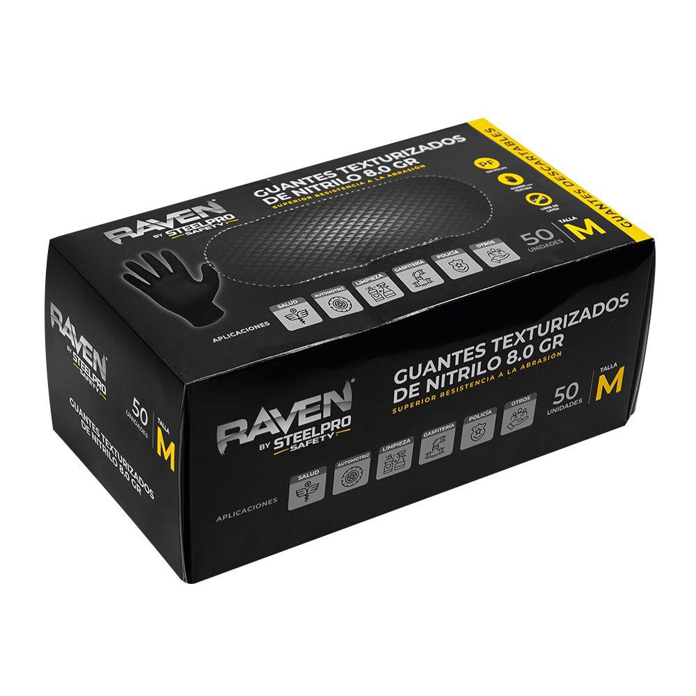 GUANTE RAVEN NITRILO TEXTURIZADO NEGRO 8 GR STEELPRO 50UND-7