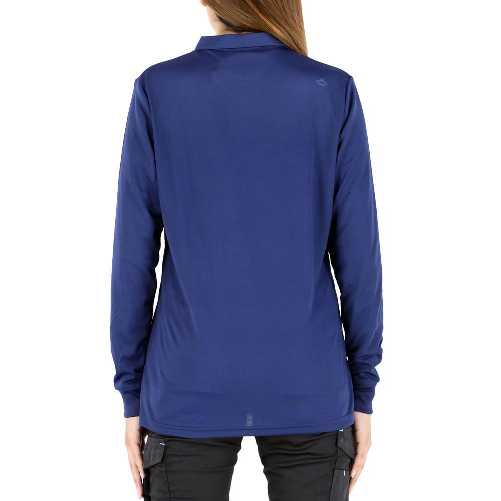 Polera Cooldry quebec Manga Larga Mujer Azul-3