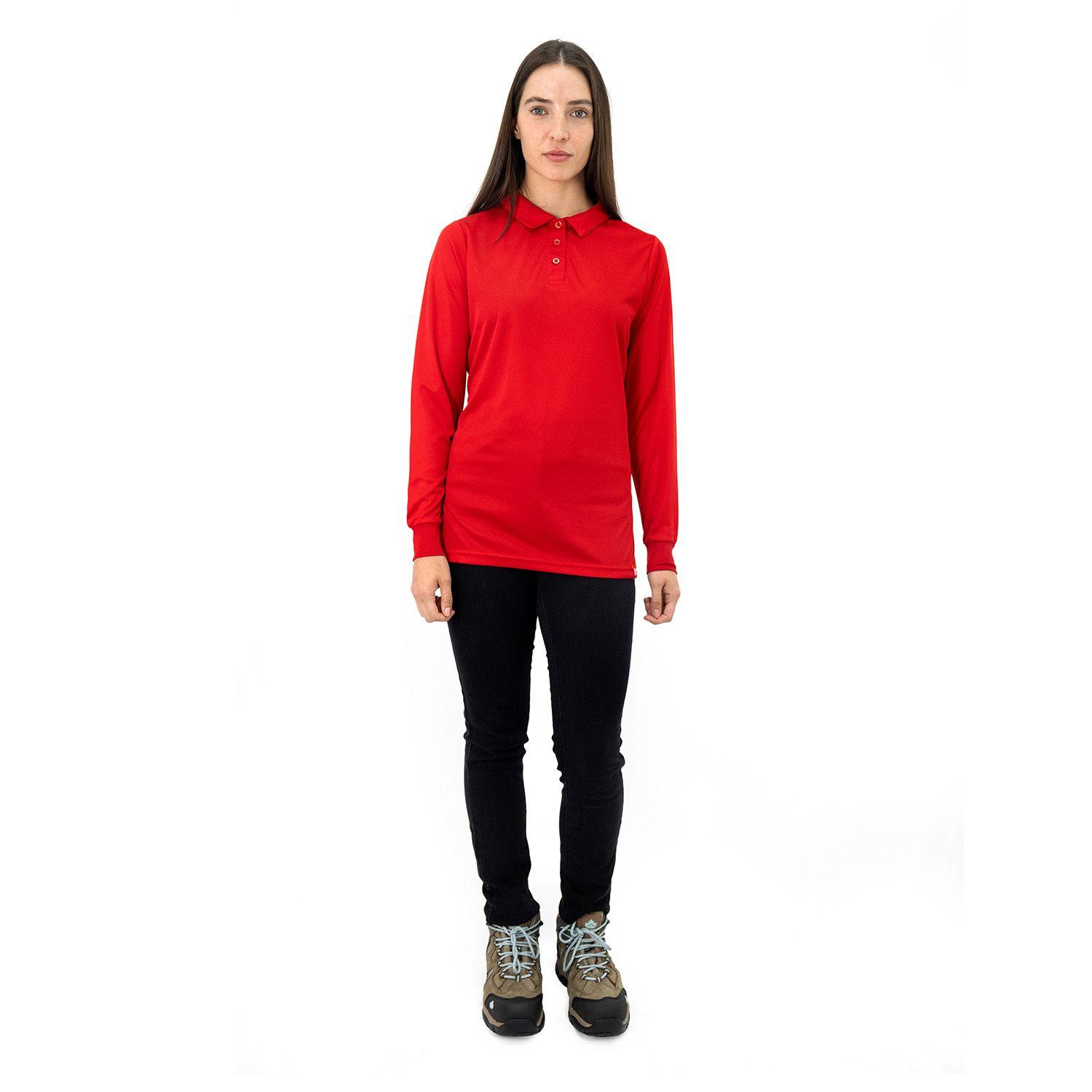 Polera Cooldry Quebec Manga Larga Rojo Mujer-0