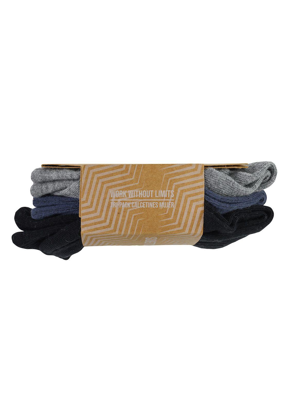 Tripack Calcetines HW Algodón Tobillero Mujer-3