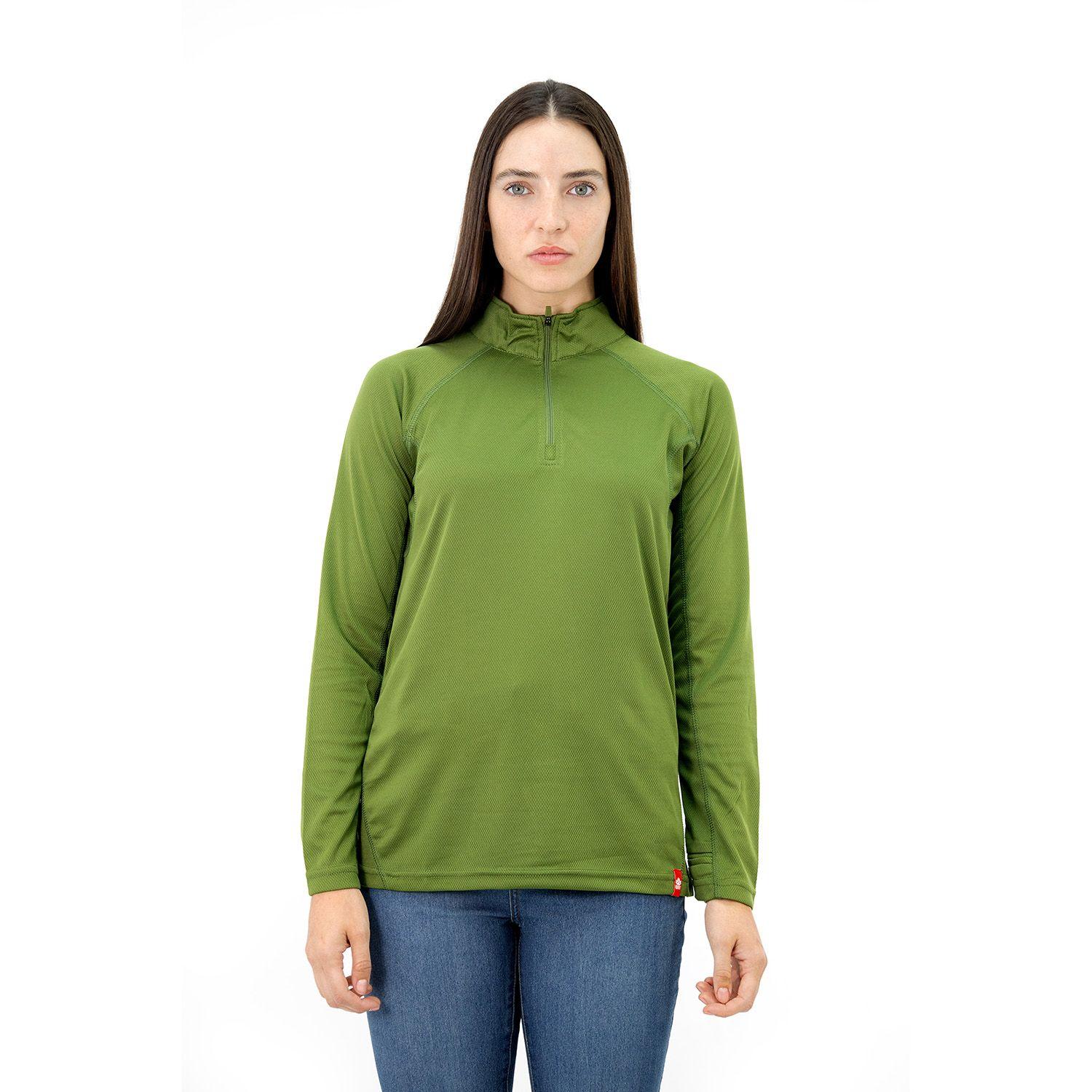 Polera Quebec Half-Zip Mujer Verde Oliva-0