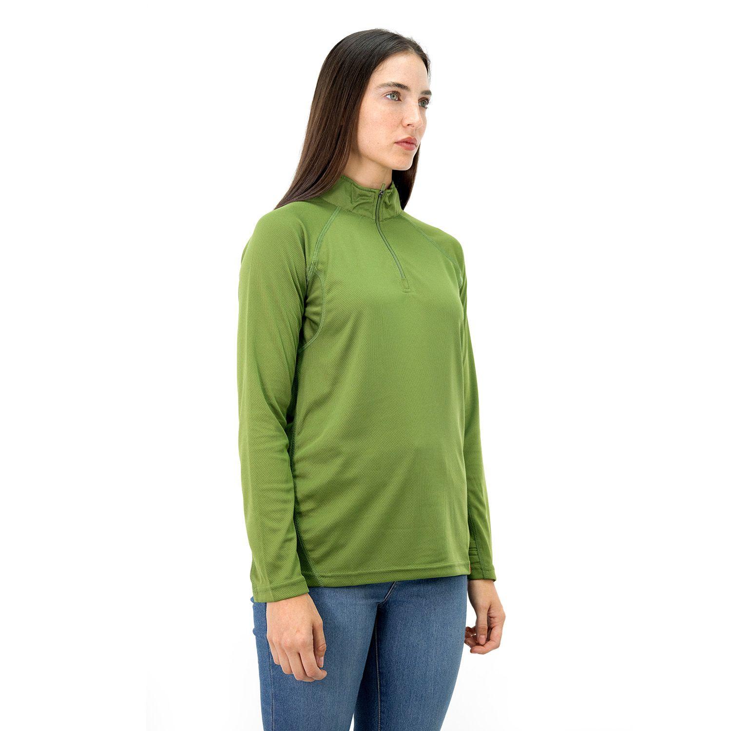 Polera Quebec Half-Zip Mujer Verde Oliva-1