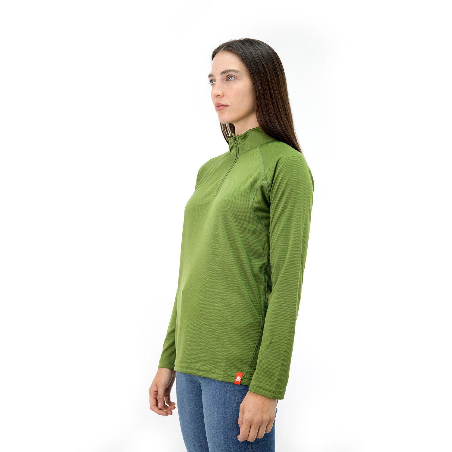 Polera Quebec Half-Zip Mujer Verde Oliva-2