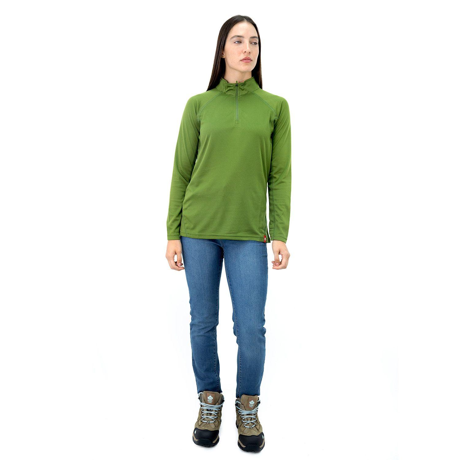 Polera Quebec Half-Zip Mujer Verde Oliva-4
