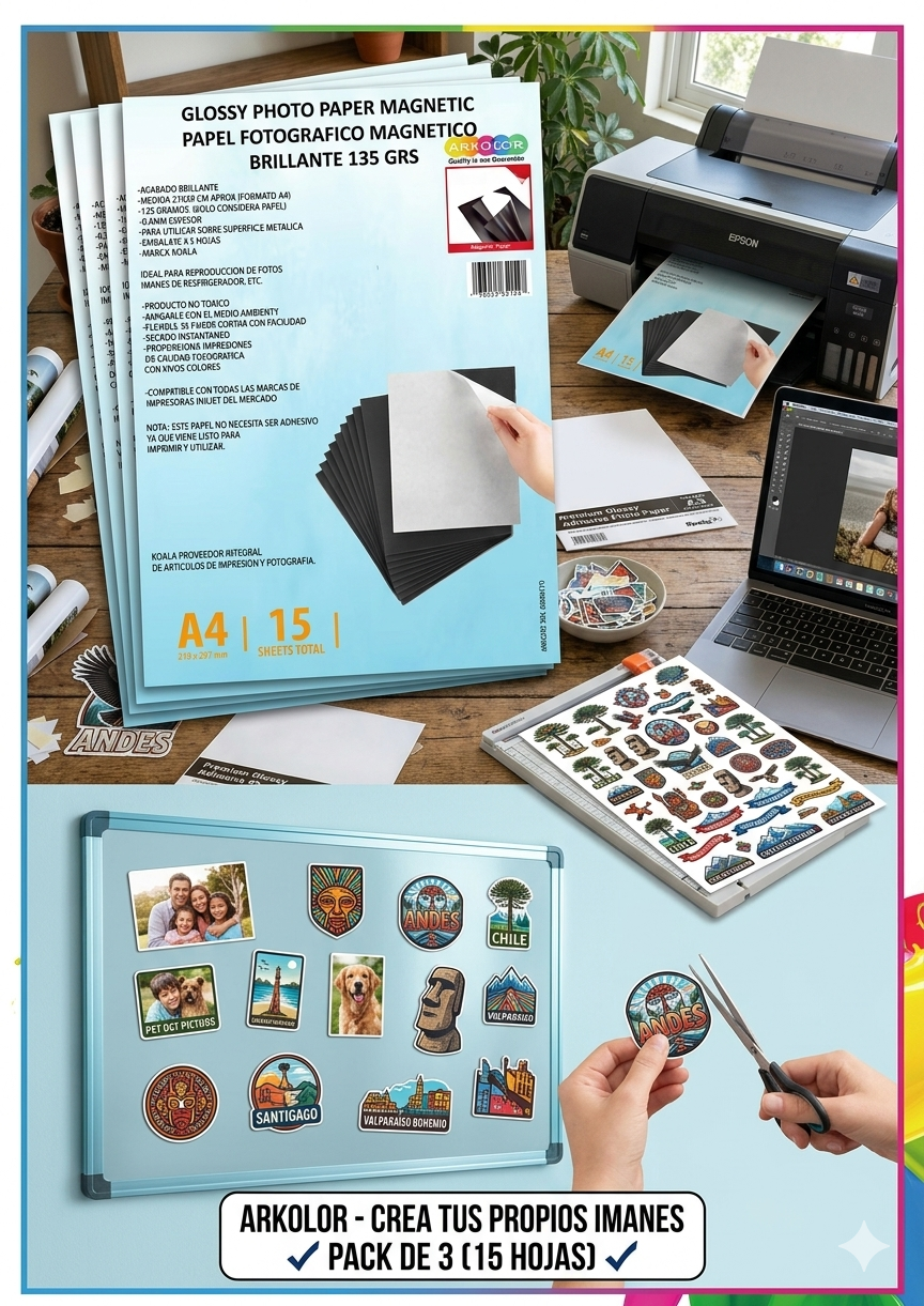 pack 3 block  5 hojas  papeles fotográficos imantados A4 (15 hojas total)-2