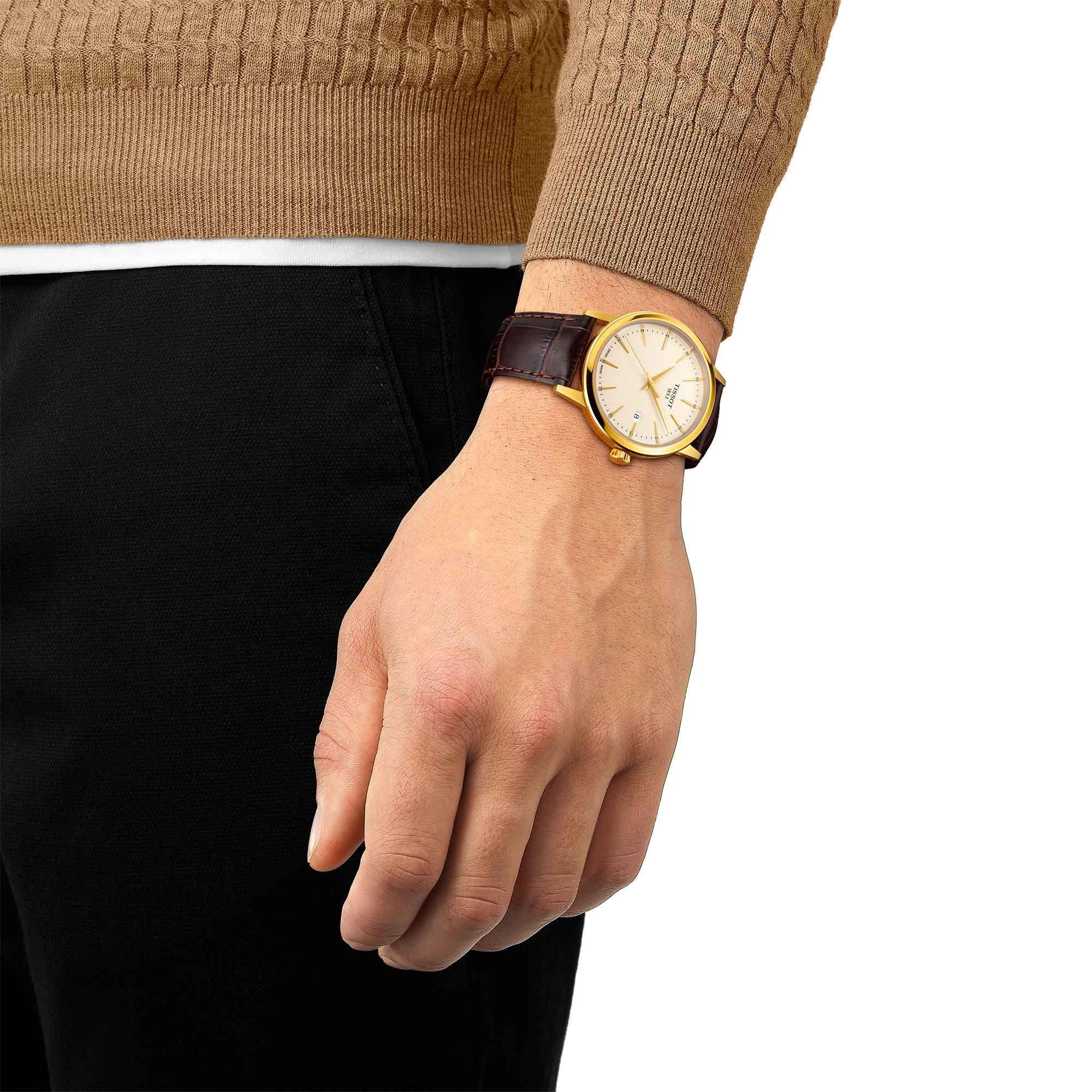 Reloj Tissot Classic Dream Cuero Dorado-3