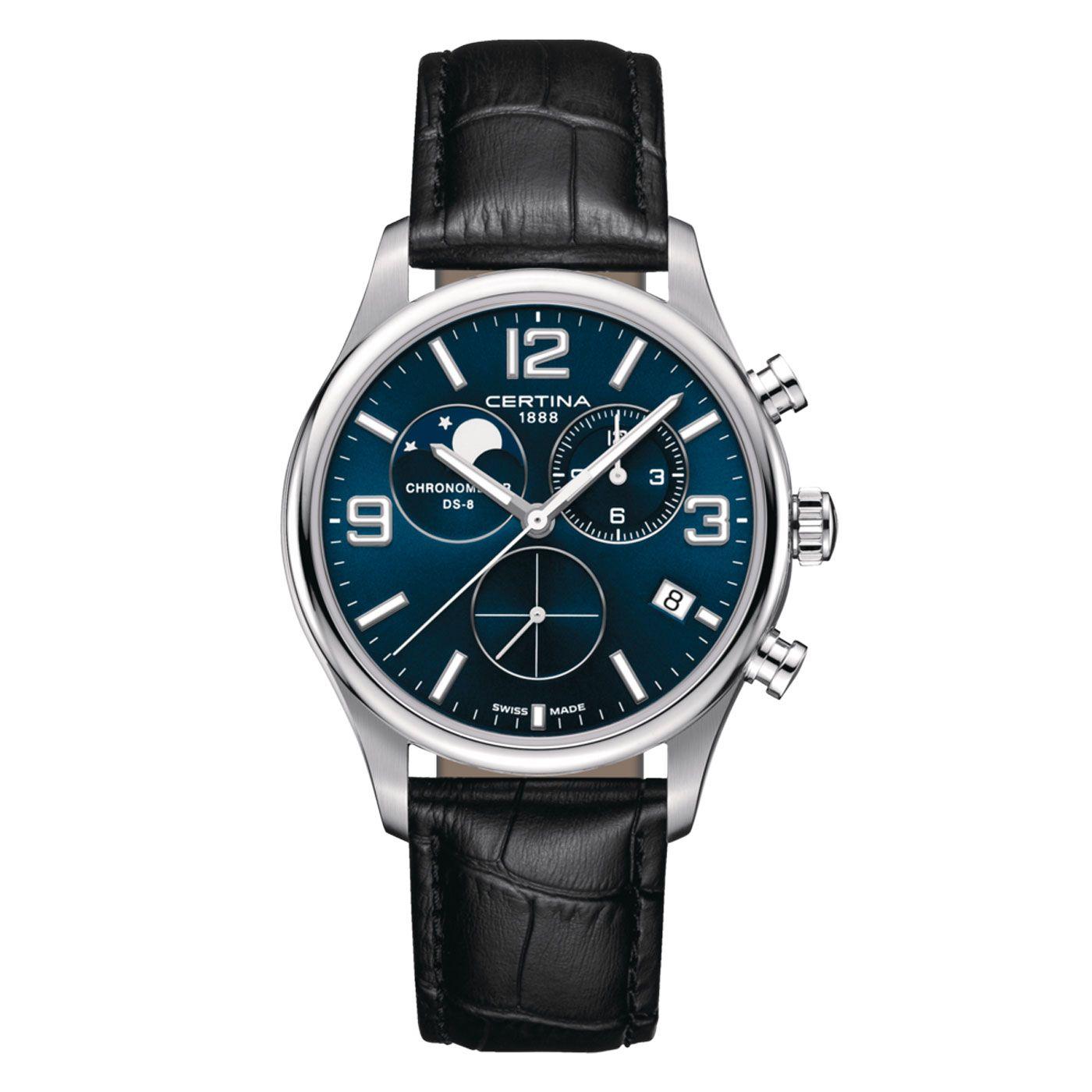 Reloj Certina DS 8 Fase Lunar Cuero Negro-0