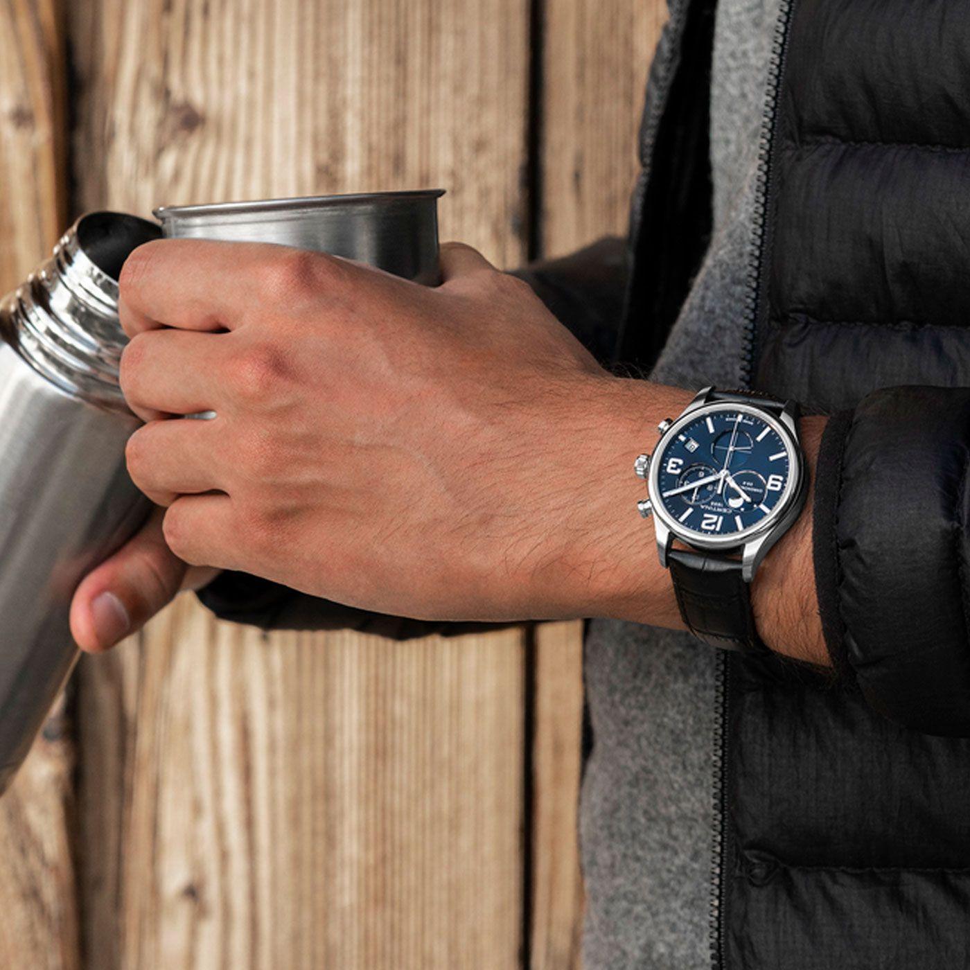 Reloj Certina DS 8 Fase Lunar Cuero Negro-1