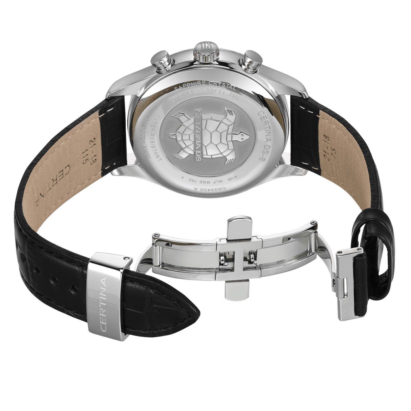 Reloj Certina DS 8 Fase Lunar Cuero Negro-3