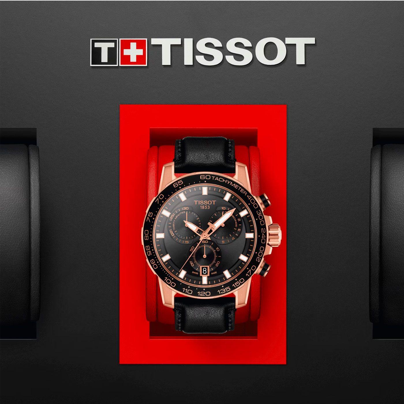Reloj Tissot Supersport Chrono Negro Oro Rosa-4