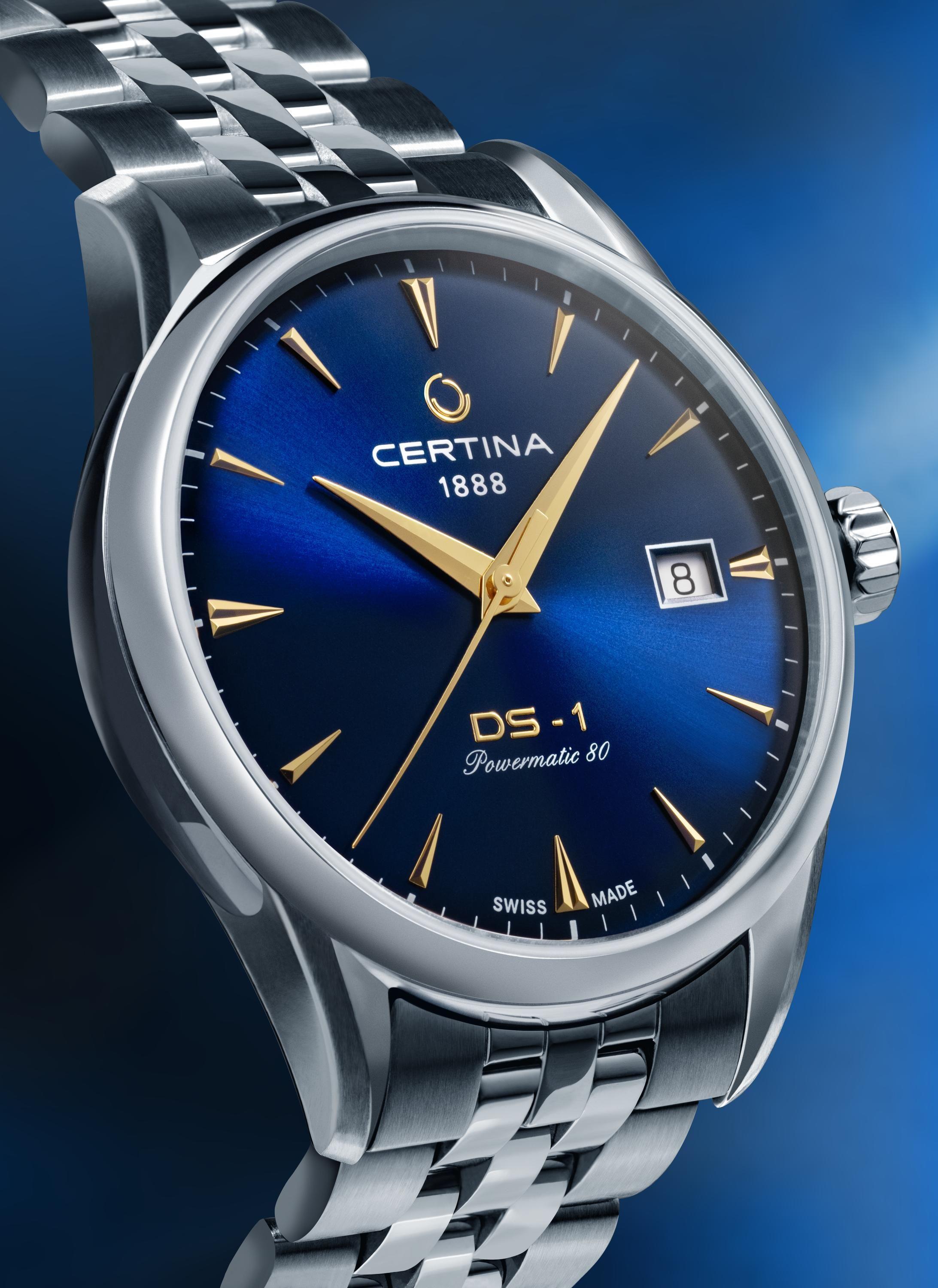Reloj Certina DS-1 Dorado Azul-2