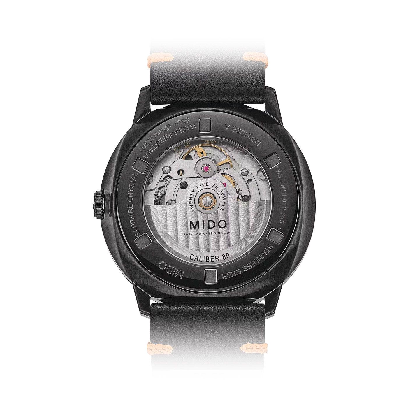 Reloj Mido Commander Big Date Cuero Naranjo-1