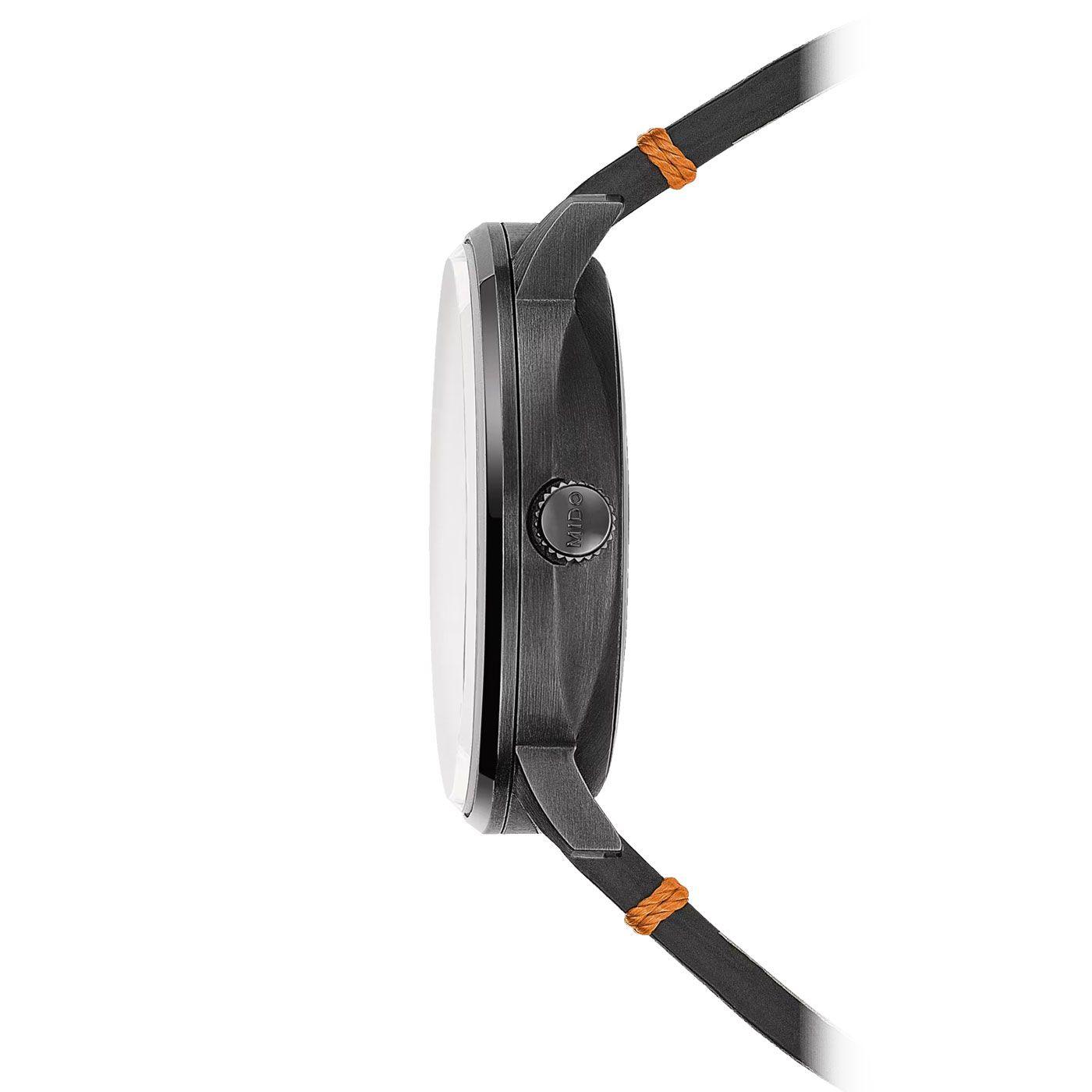 Reloj Mido Commander Big Date Cuero Naranjo-2