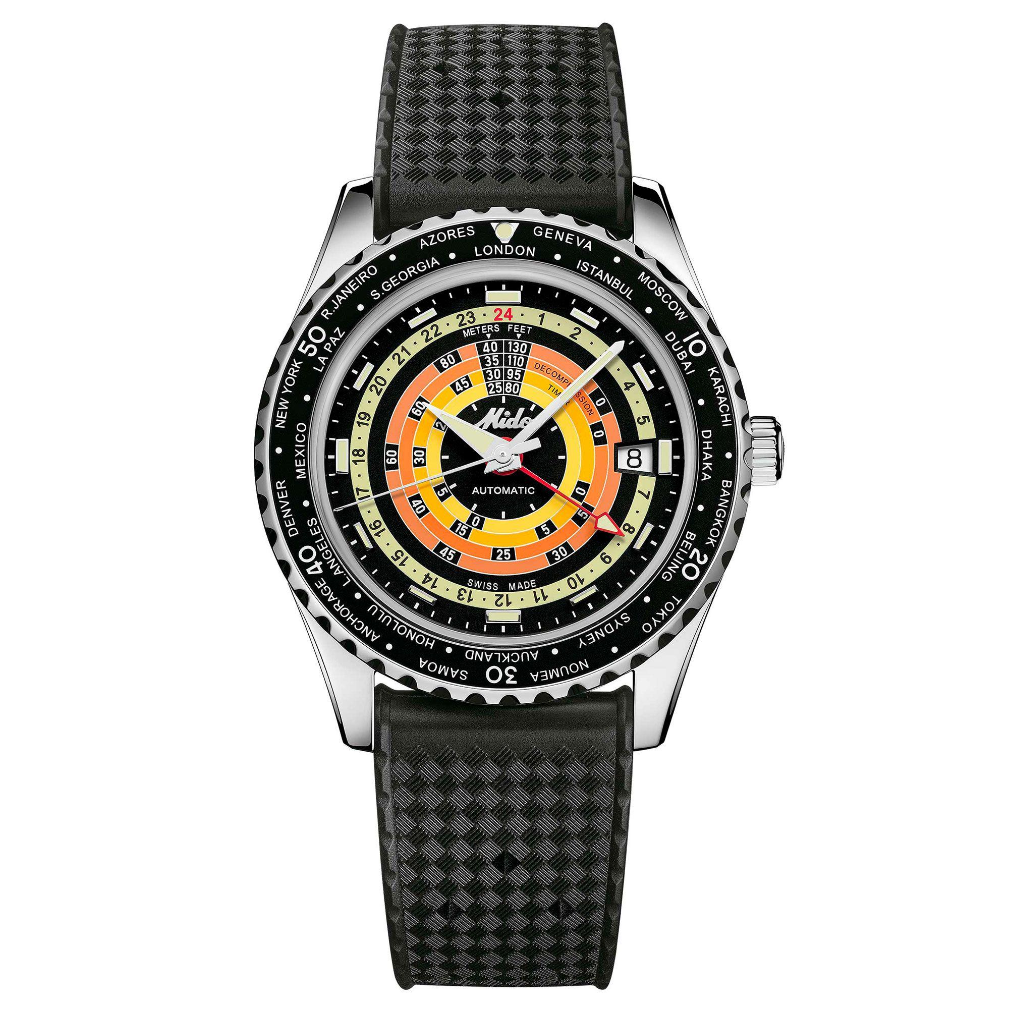 Reloj Mido Ocean Star Decompression Worldtimer Negro-1