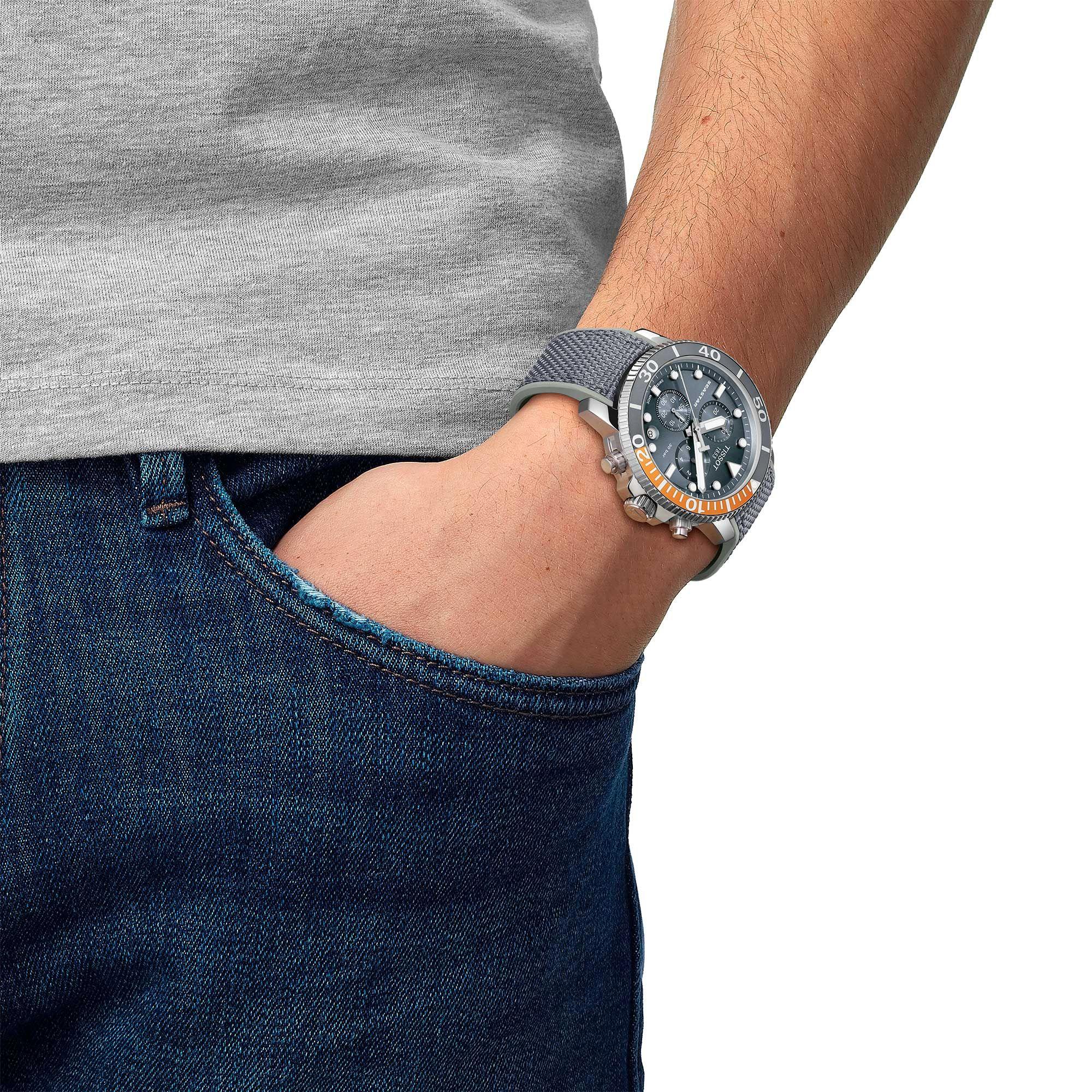 Reloj Tissot Seastar 1000 Tela Gris-3