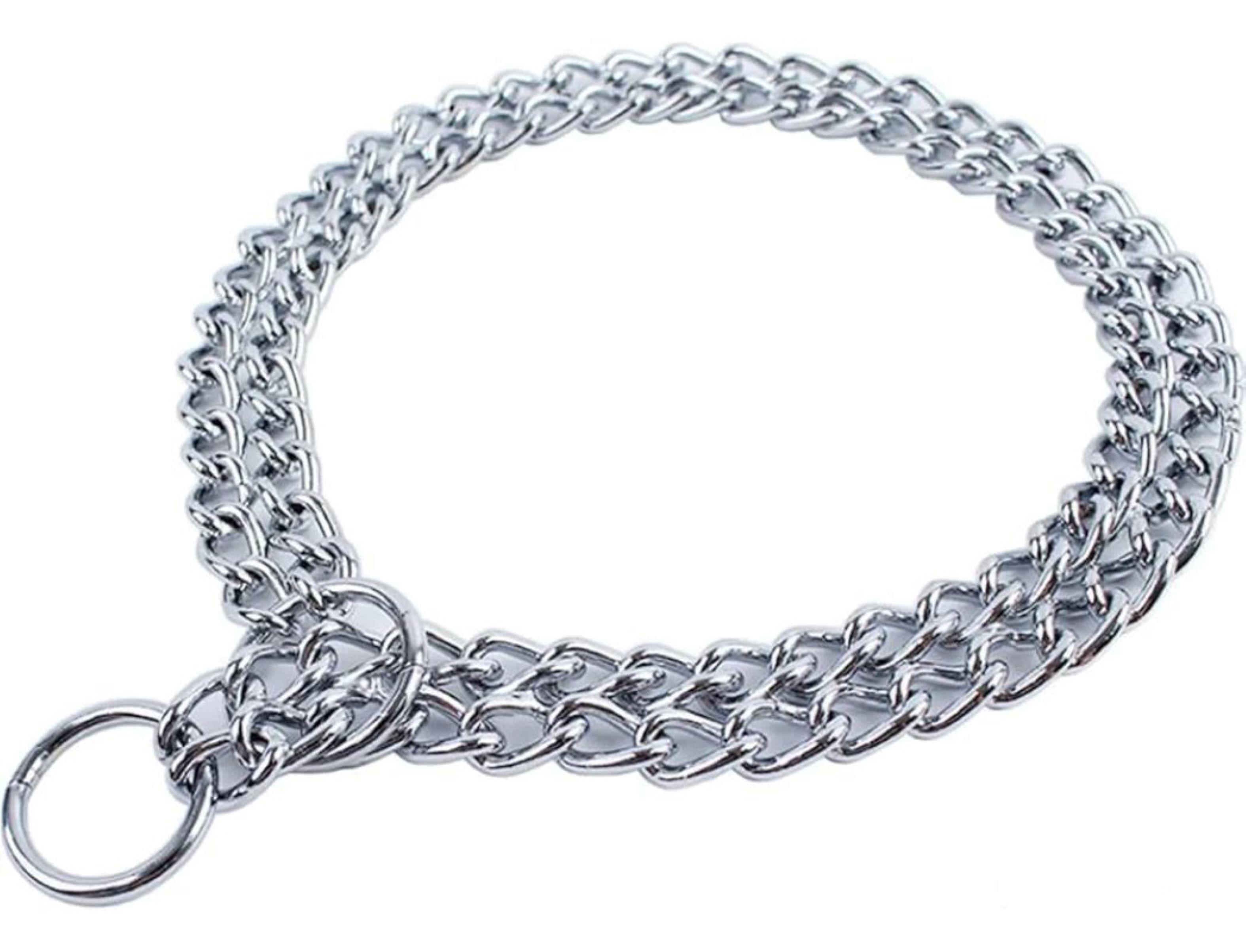 Collar De Adiestramiento Doble Canino Cromo Tama o 60cm-1