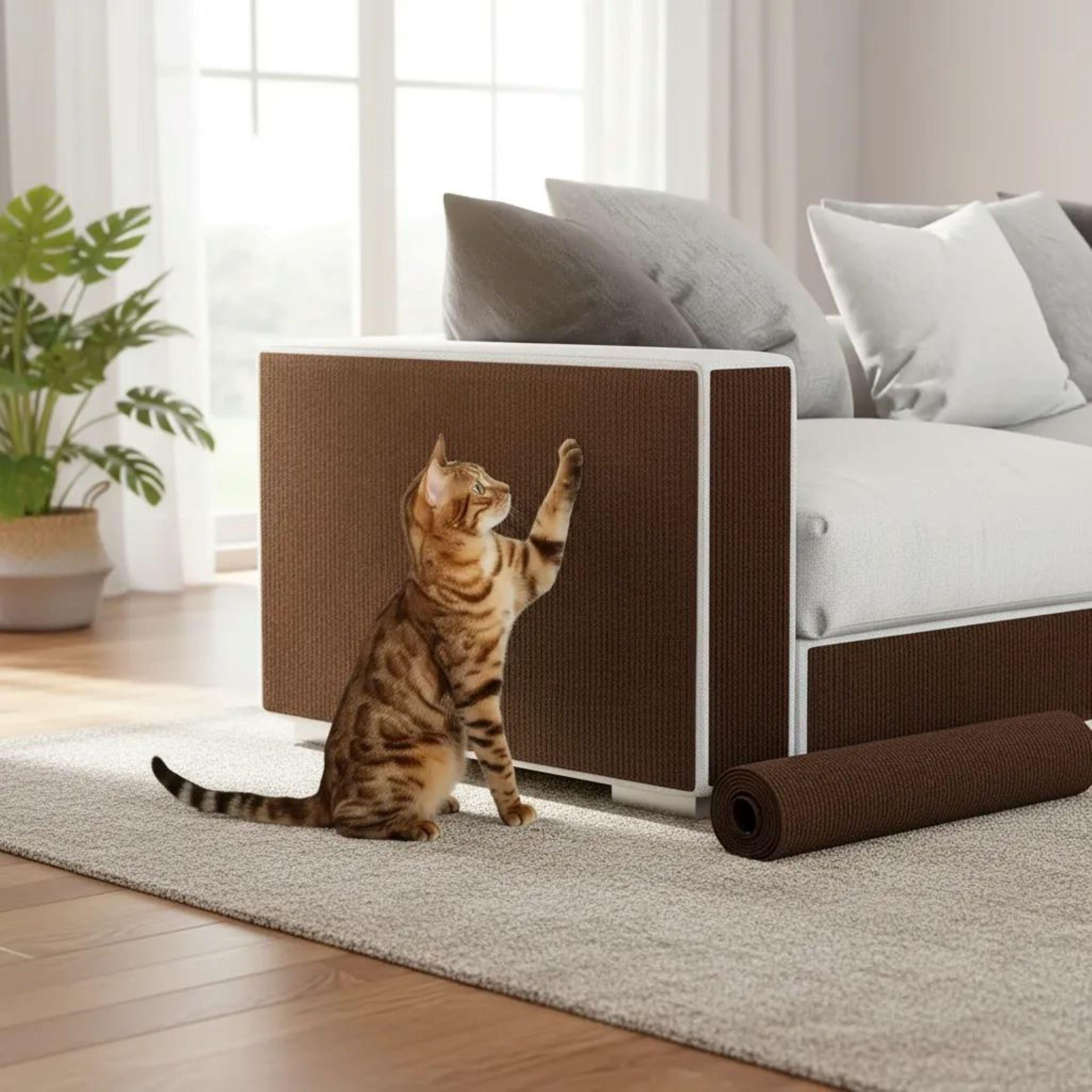 Protector De Sof Adhesivo Rascador Gatos Antiestr s 30x100 Marr n-0