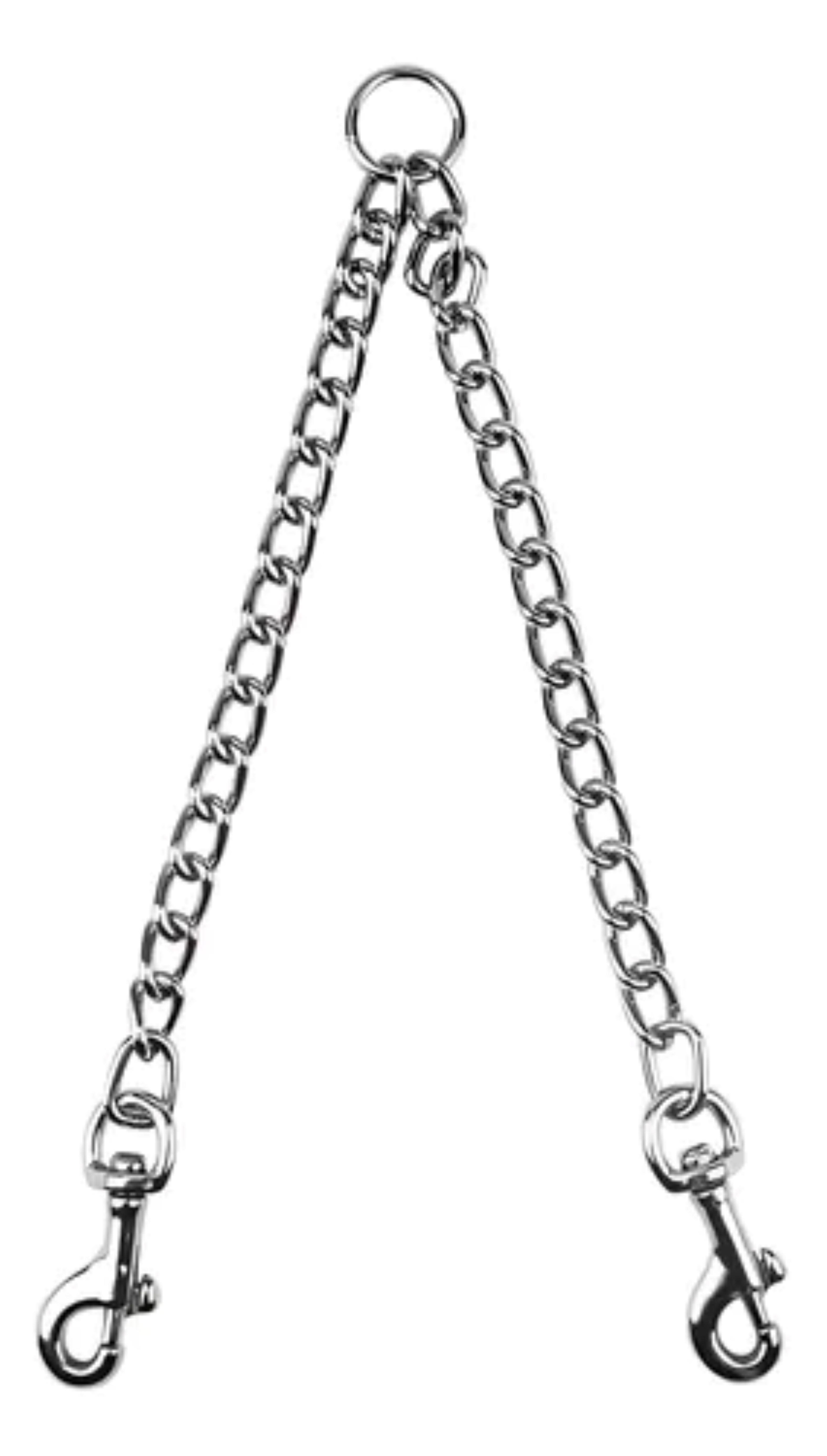 Doble Correa Cadena Para Perros. Extensión Collar Talla M Plateado-0