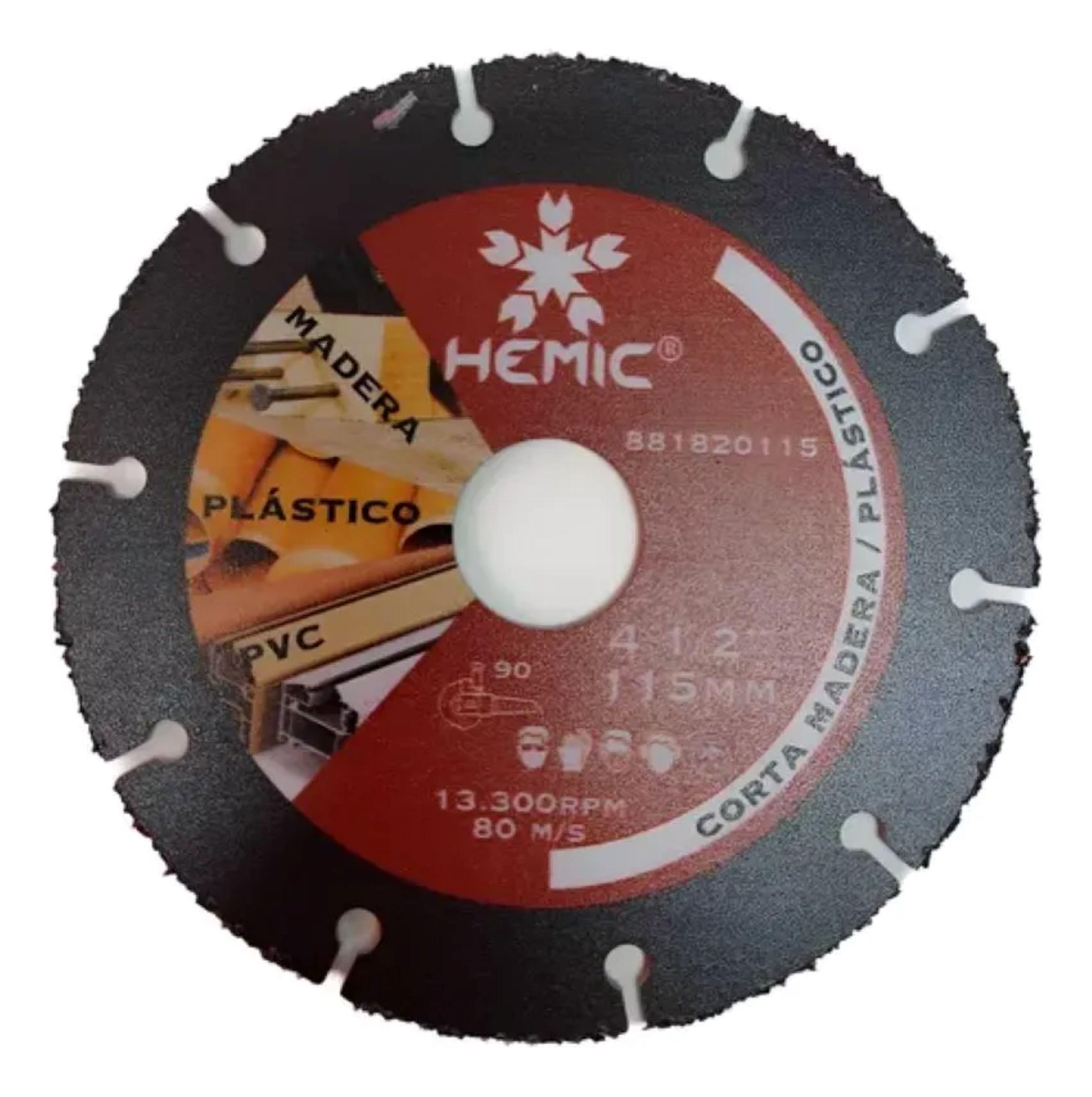 Disco Corta Madera plastico 115mm Hemic Negro-0