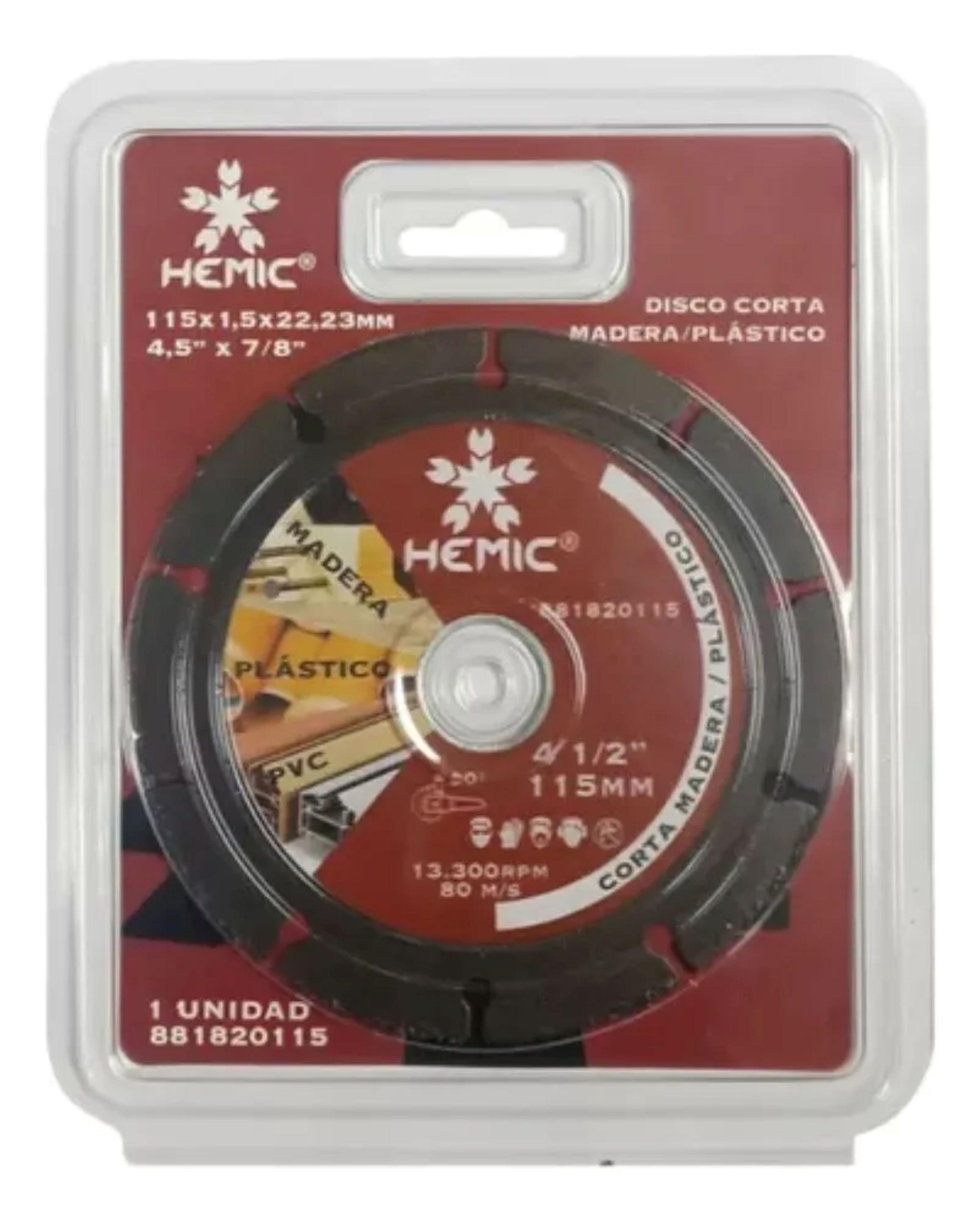 Disco Corta Madera plastico 115mm Hemic Negro-1