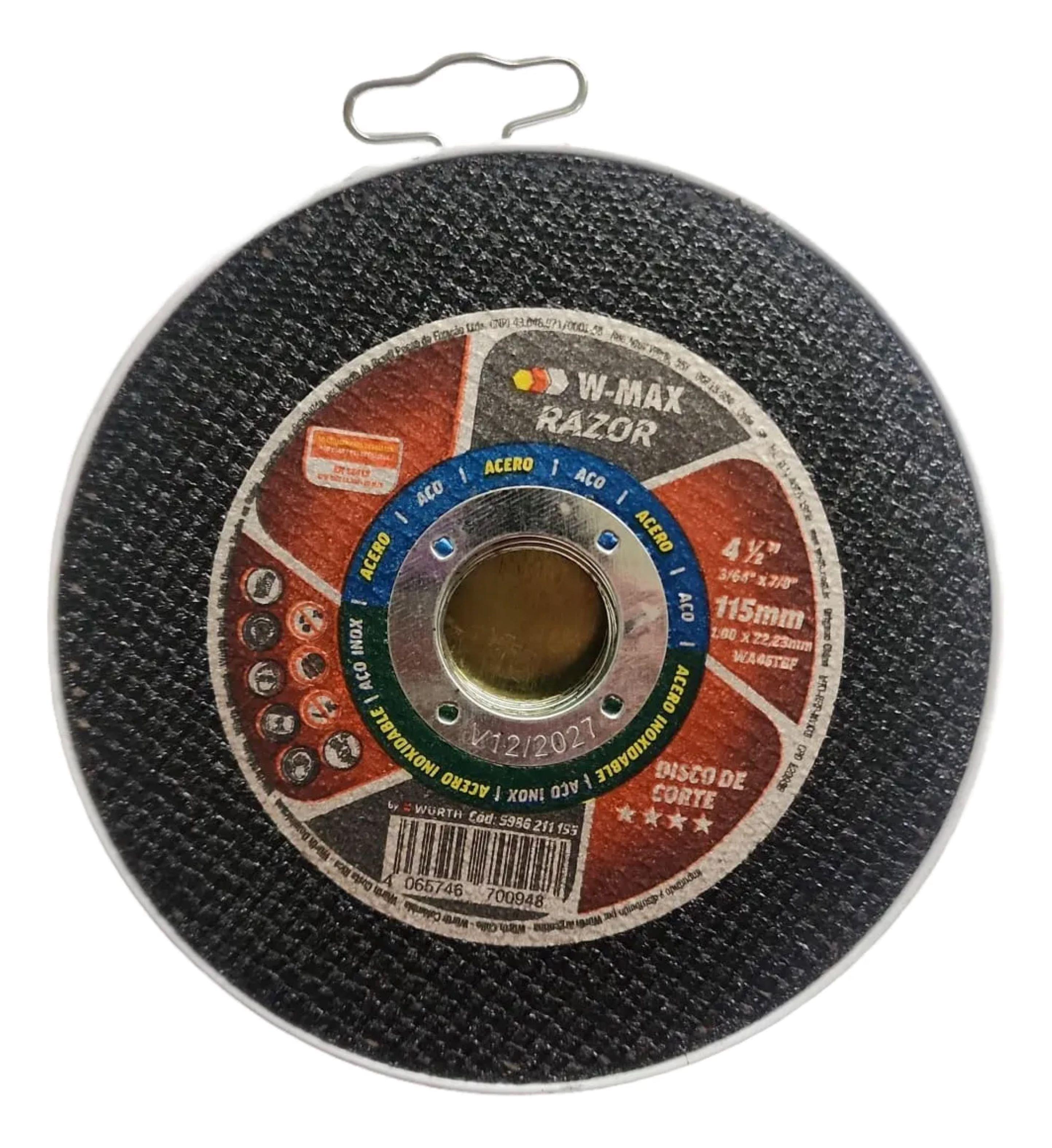 Disco Corte Inox metal Wurth 4 1 2x1mm Pack De 10 Unidades Negro-1