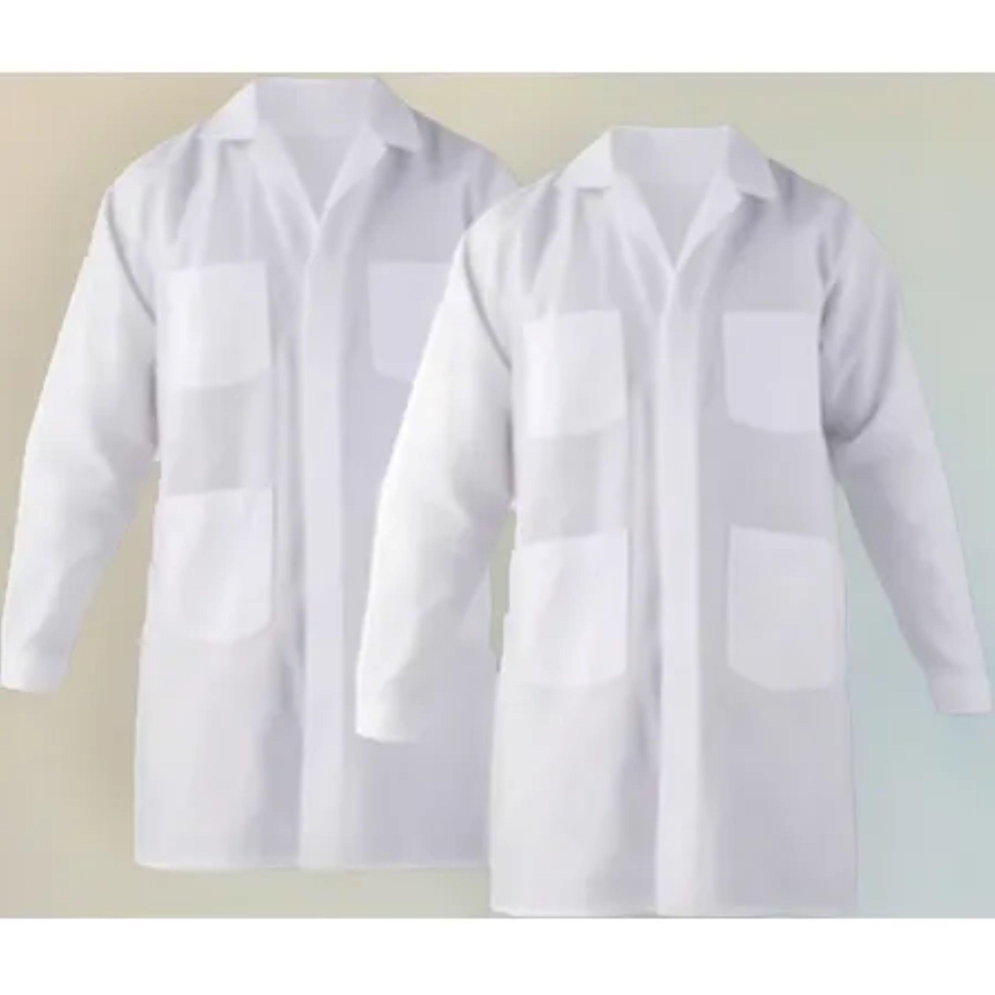 Pack 2 Cotona Poplin Blanca Delantal Laboratorio Bata.-1