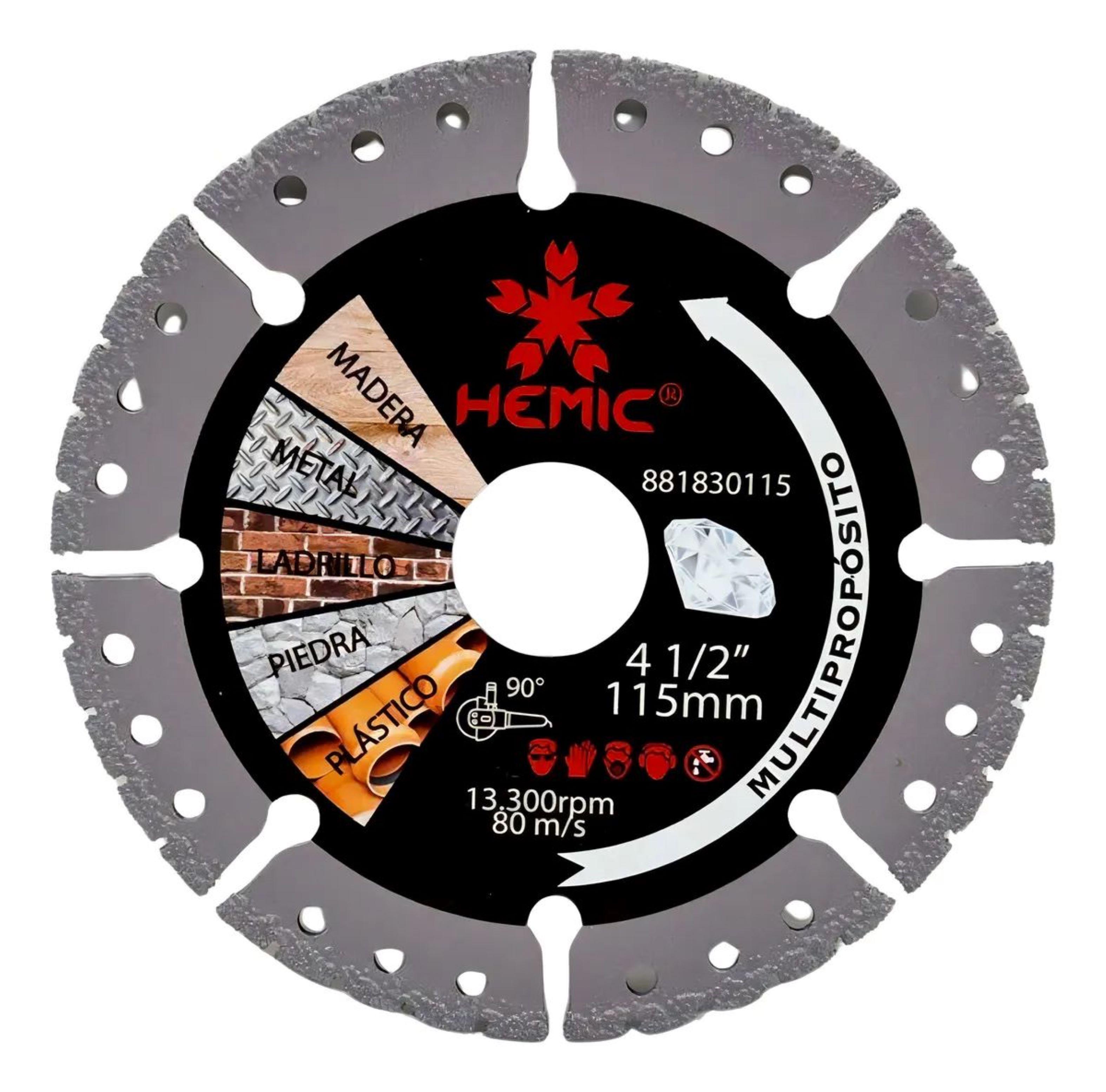 Disco Diamantado Metal piedra madera plastico Hemic 4 1 2 Color Negro-0
