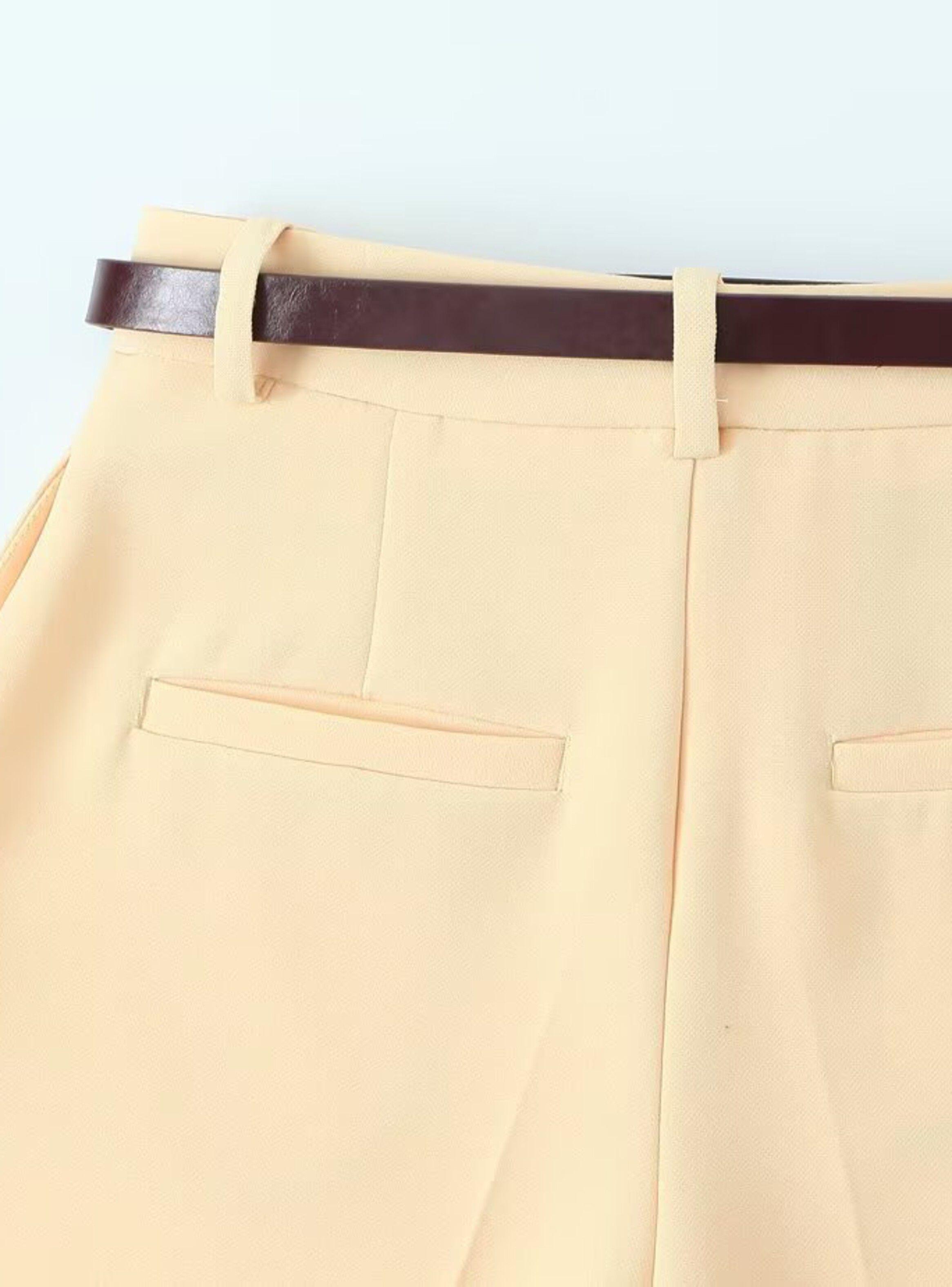 Pantalon  Recto Amarillo Claro Emilia Mujer -2