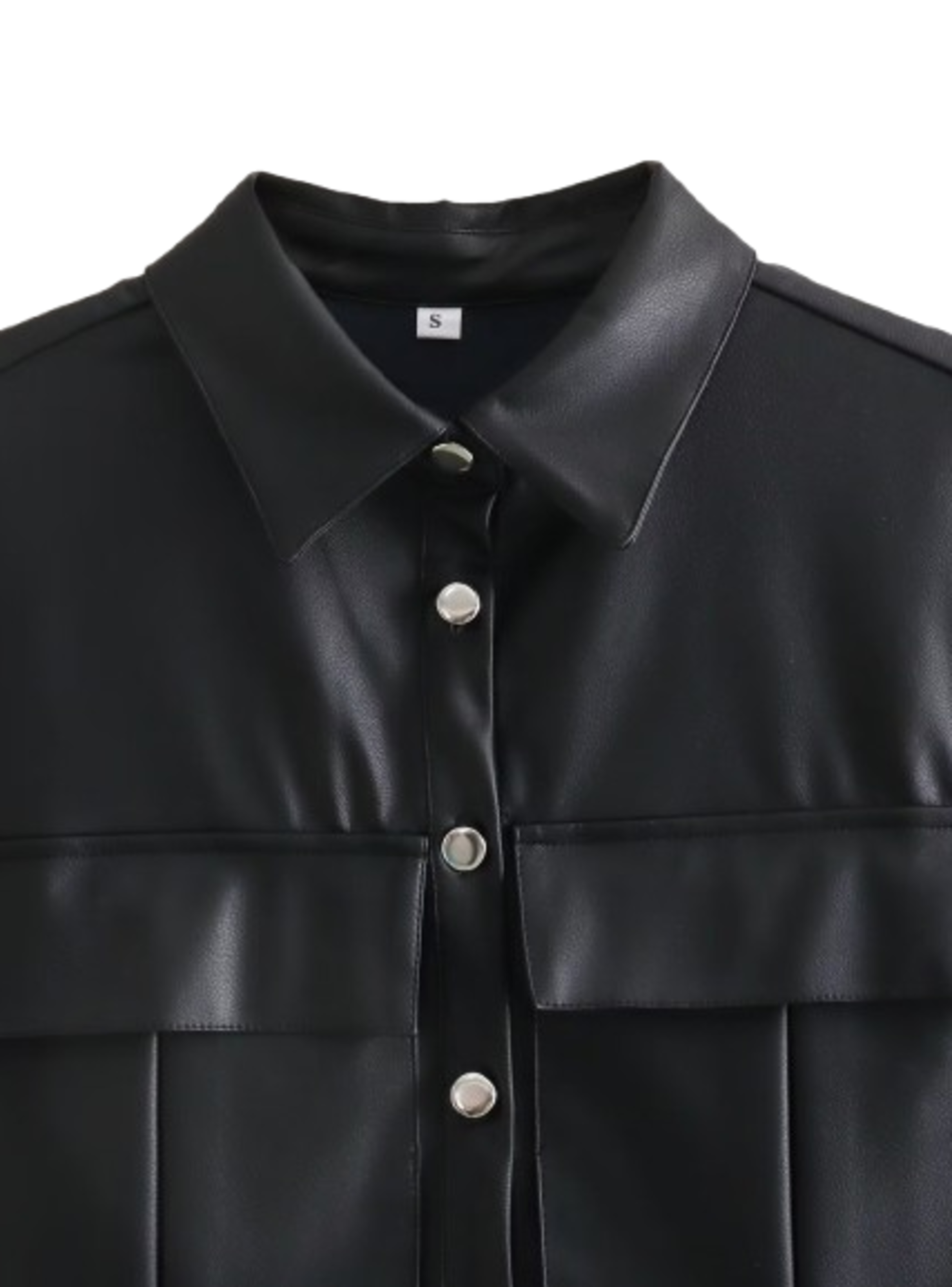 Blusa Corta Cuerina Negro Mujer-2