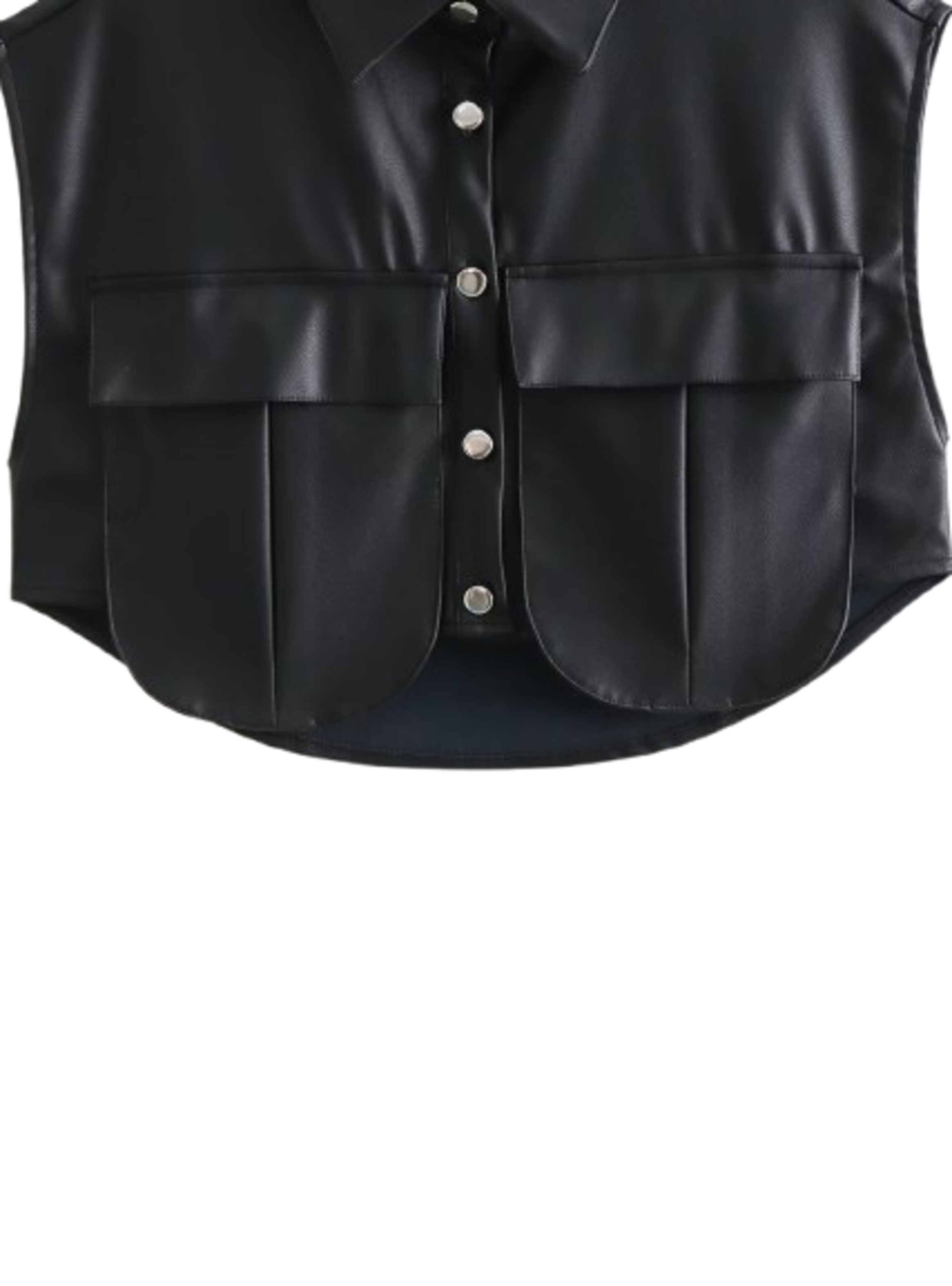 Blusa Corta Cuerina Negro Mujer-3