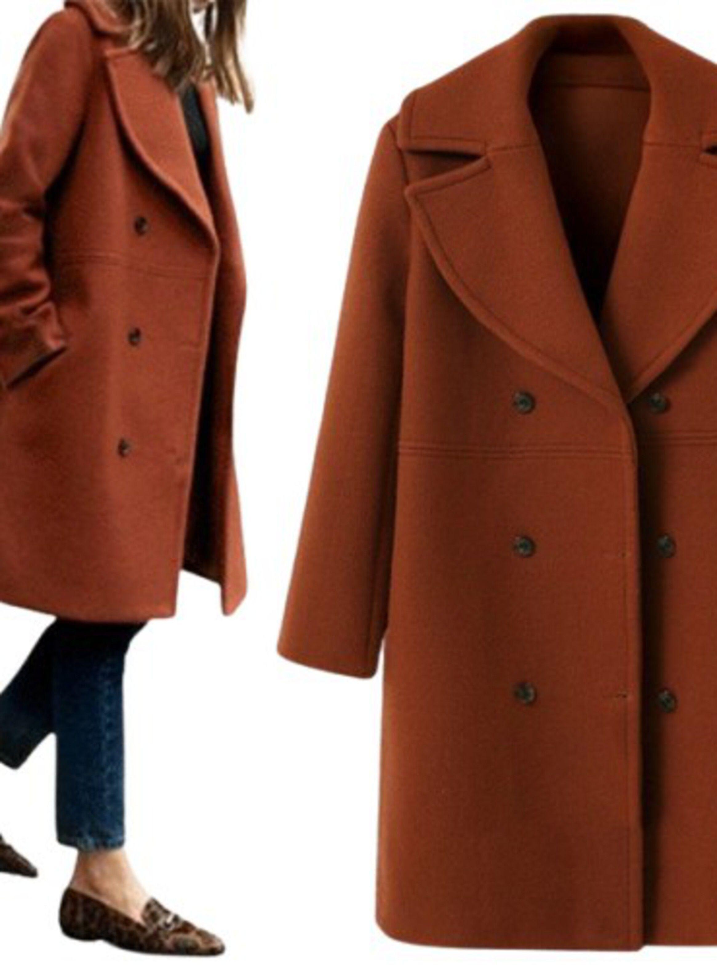 Abrigo de Botonadura Sencilla Marron-1