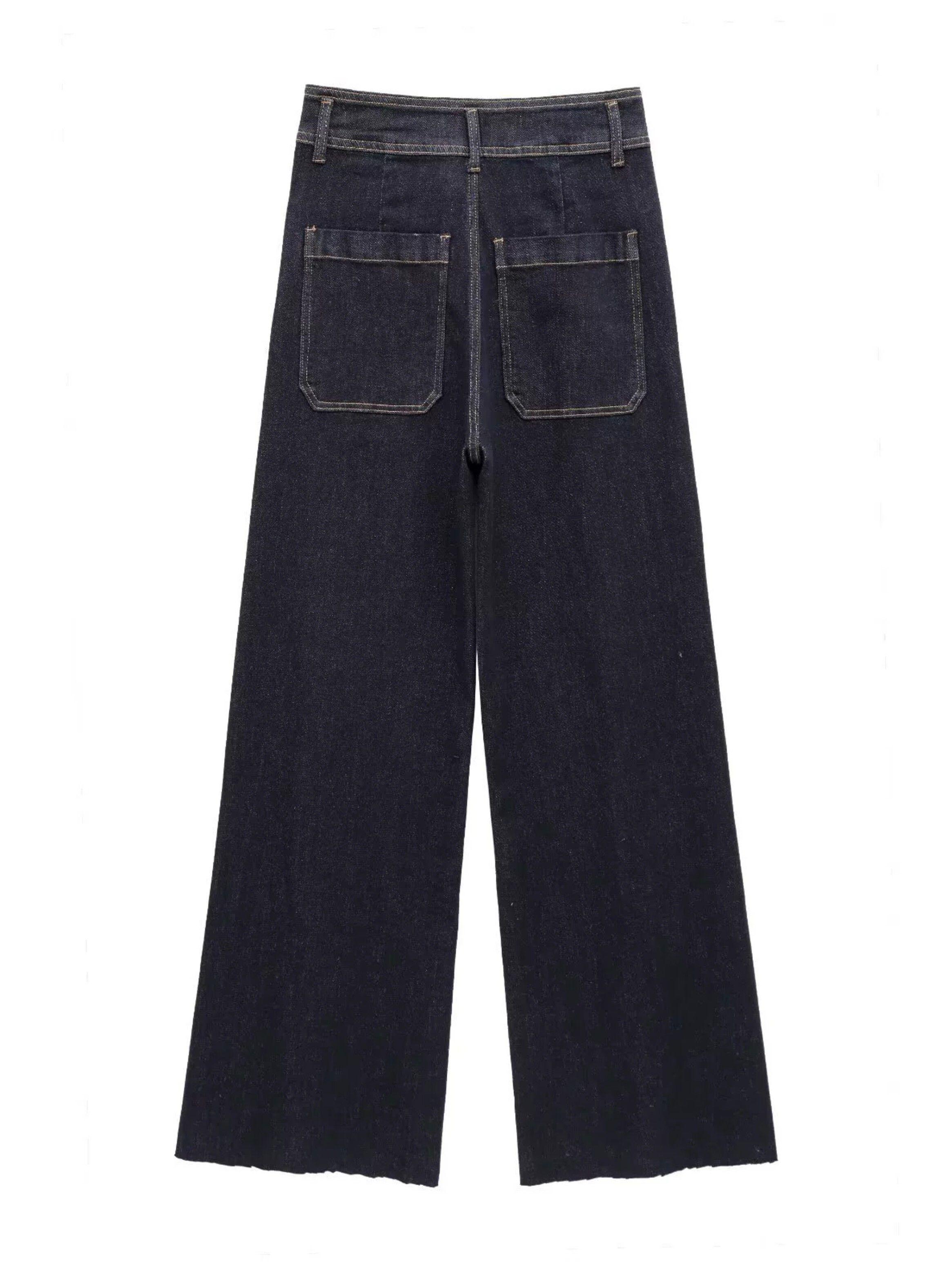 Jeans Culotte Bianca Azul Marino -2