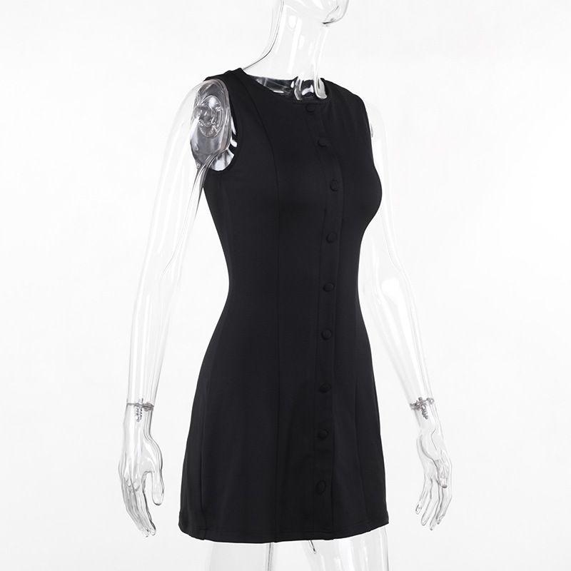 Vestido Ajustado sin Mangas Negro -1