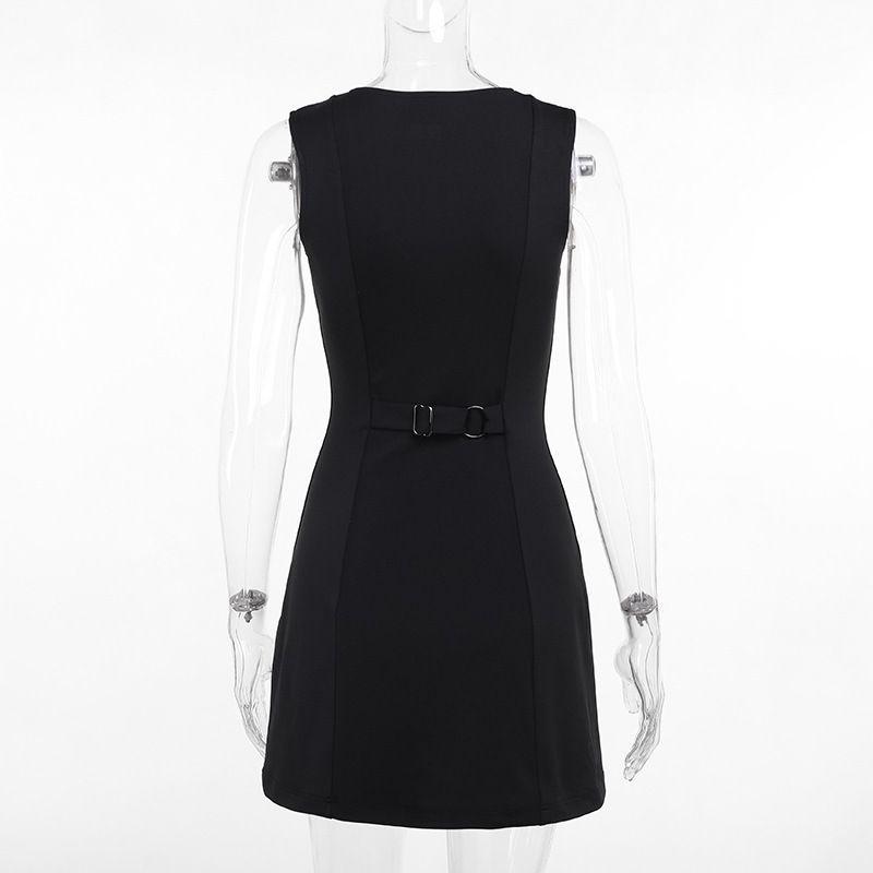 Vestido Ajustado sin Mangas Negro -2