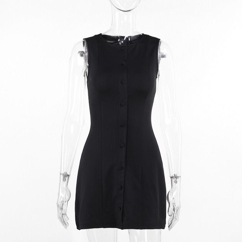 Vestido Ajustado sin Mangas Negro -4