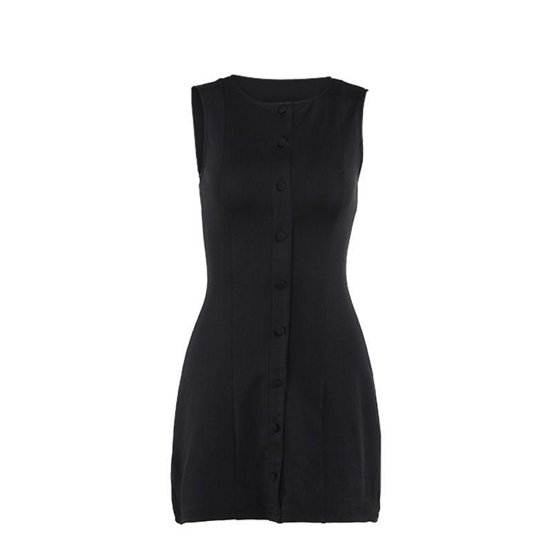 Vestido Ajustado sin Mangas Negro -6