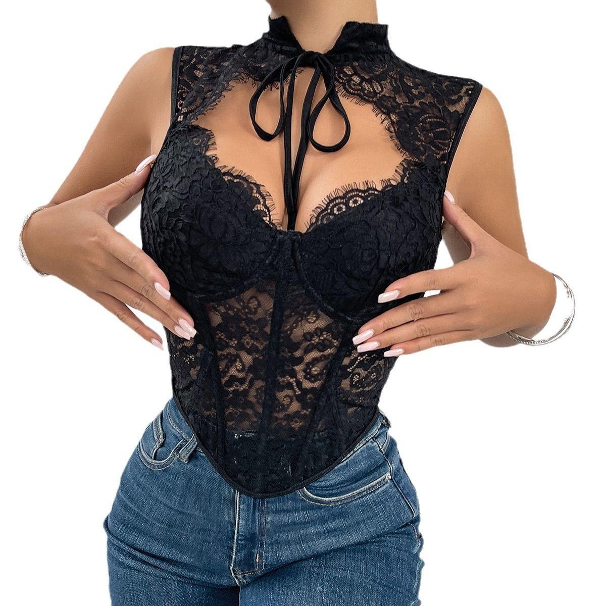 TOP CORSET ENCAJES NEGRO MAITE -0
