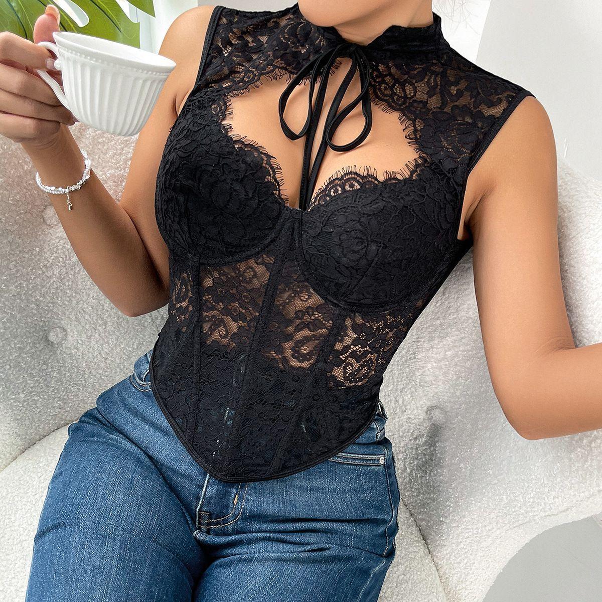 TOP CORSET ENCAJES NEGRO MAITE -2