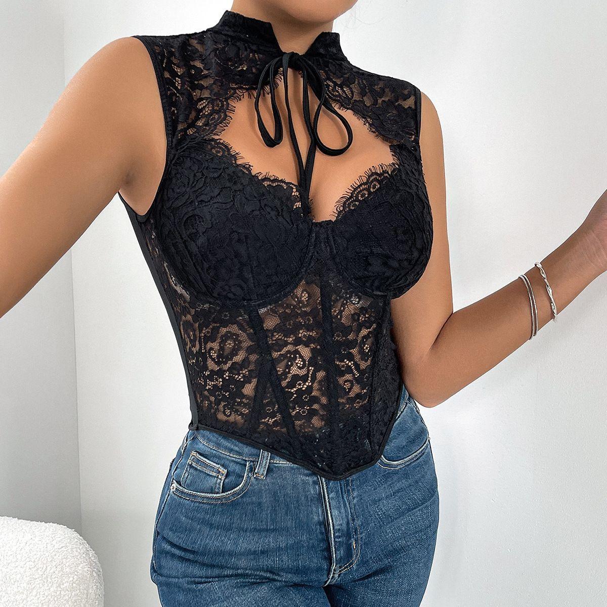 TOP CORSET ENCAJES NEGRO MAITE -3